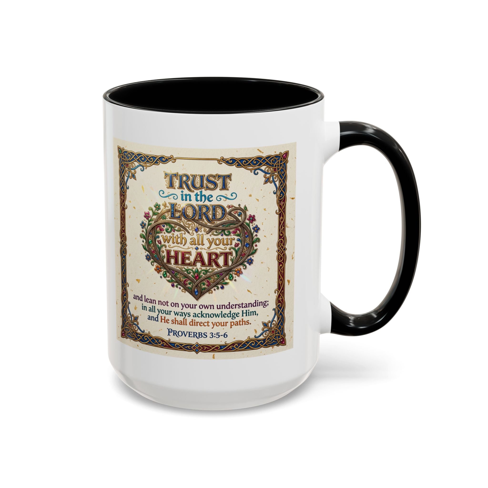 Accent Coffee Mug (11, 15oz) "Trust in the Lord..."  Poverbs 3:5-6