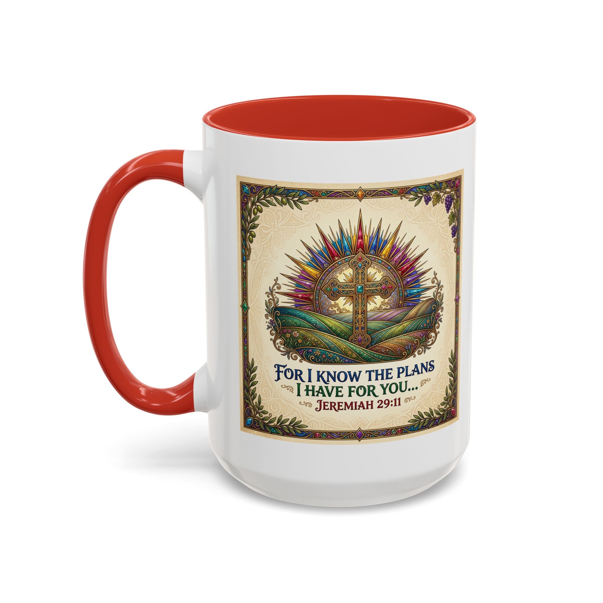 Accent Coffee Mug (11, 15oz) "for I know the plans I have for you" Jeremiah 29:11