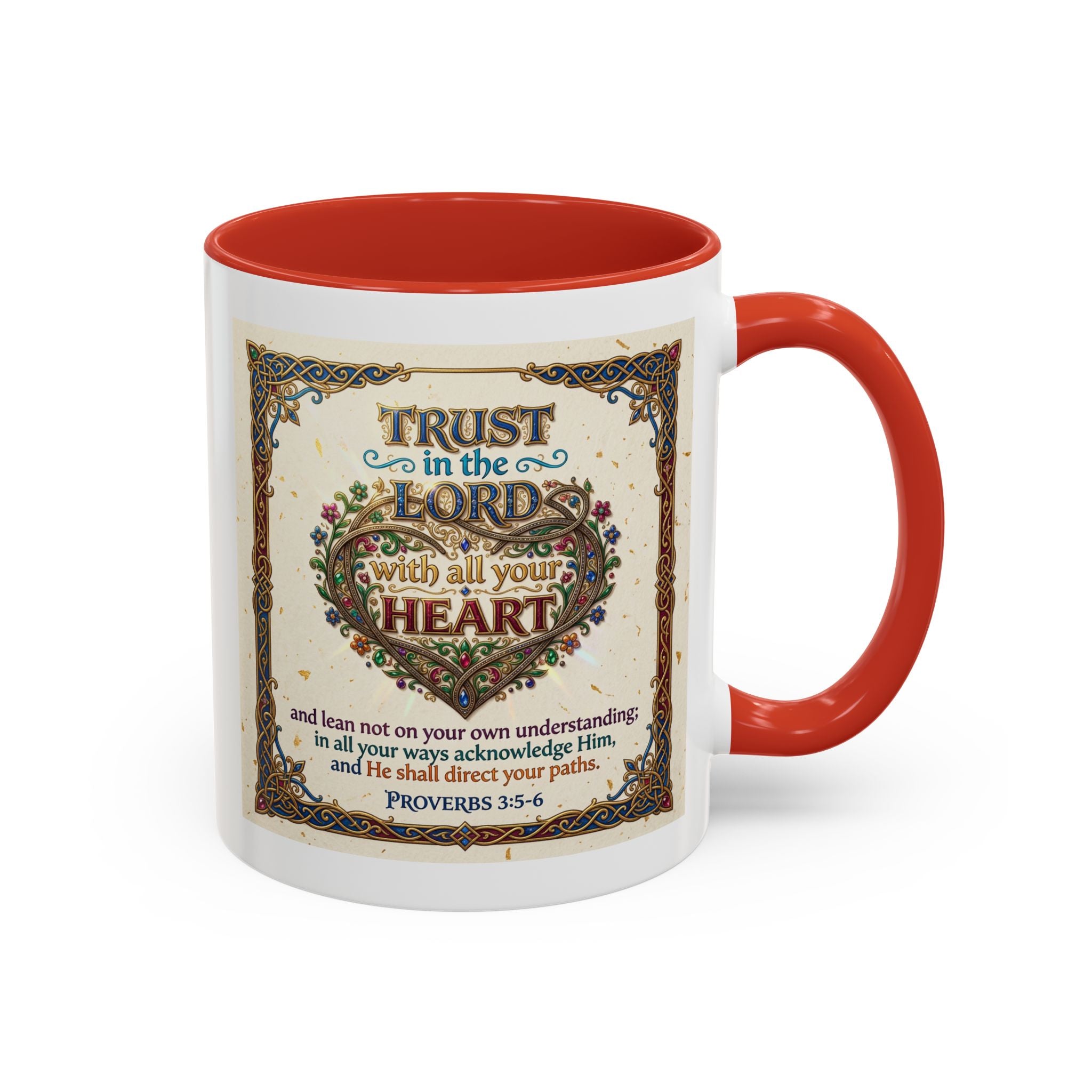 Accent Coffee Mug (11, 15oz) "Trust in the Lord..."  Poverbs 3:5-6