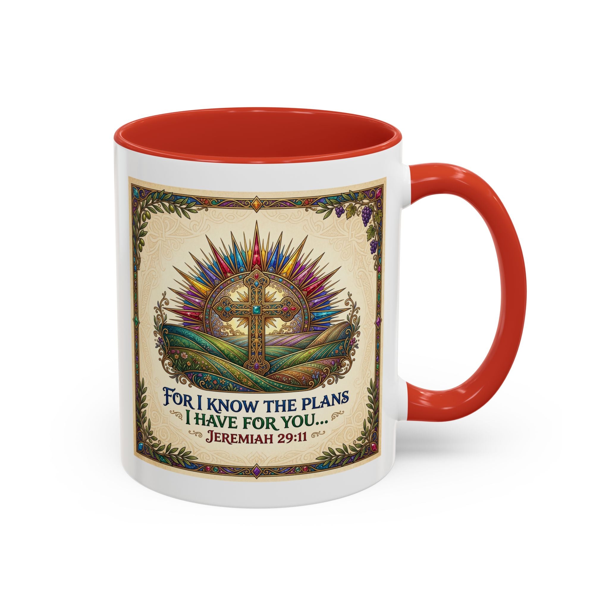 Accent Coffee Mug (11, 15oz) "for I know the plans I have for you" Jeremiah 29:11