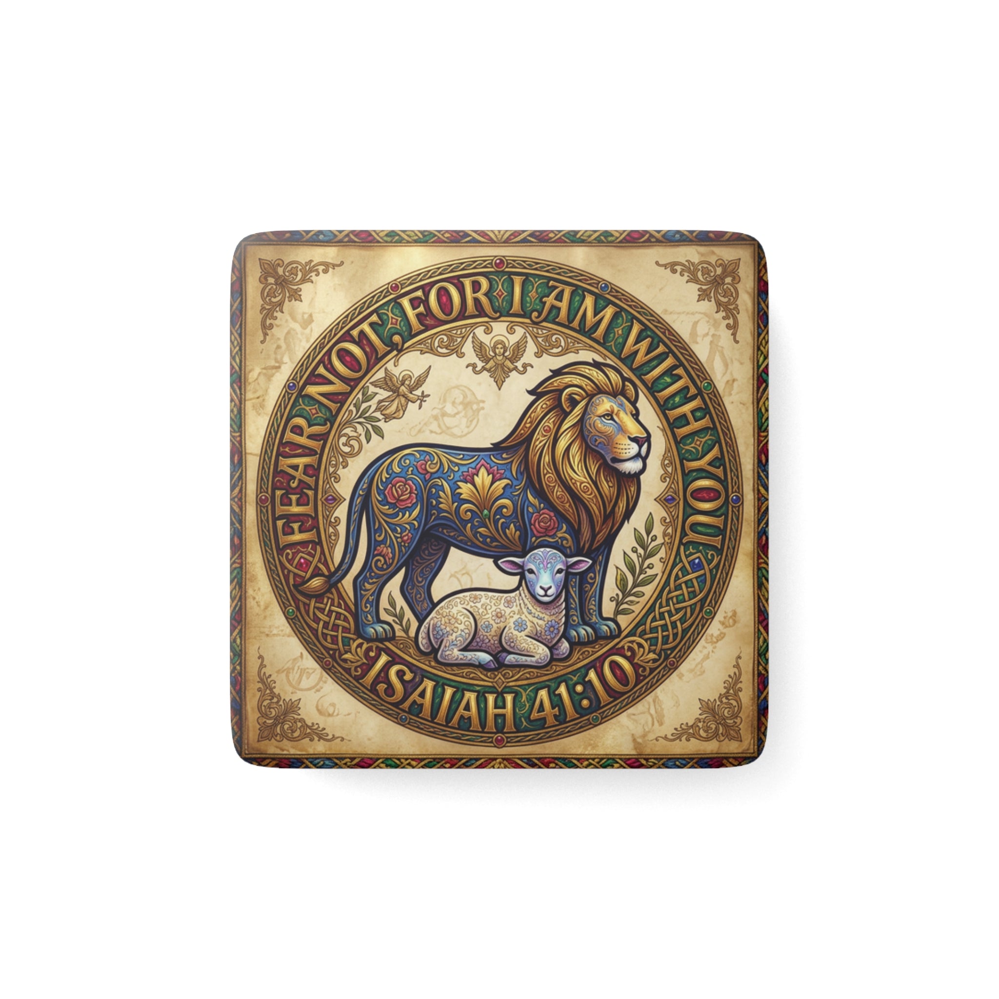 Porcelain Magnet, Square "Fear not, for I am with you" Isaiah 41:10