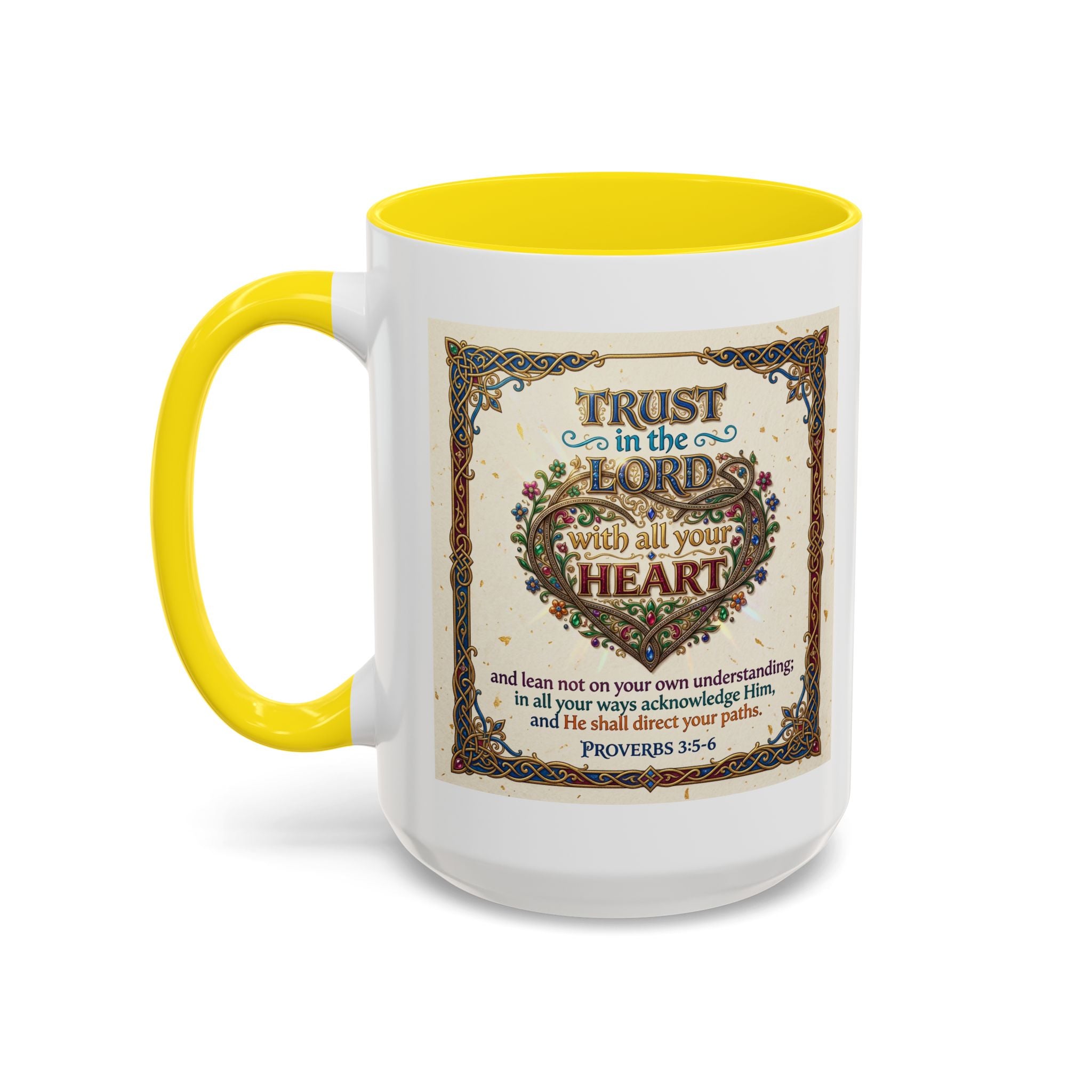 Accent Coffee Mug (11, 15oz) "Trust in the Lord..."  Poverbs 3:5-6
