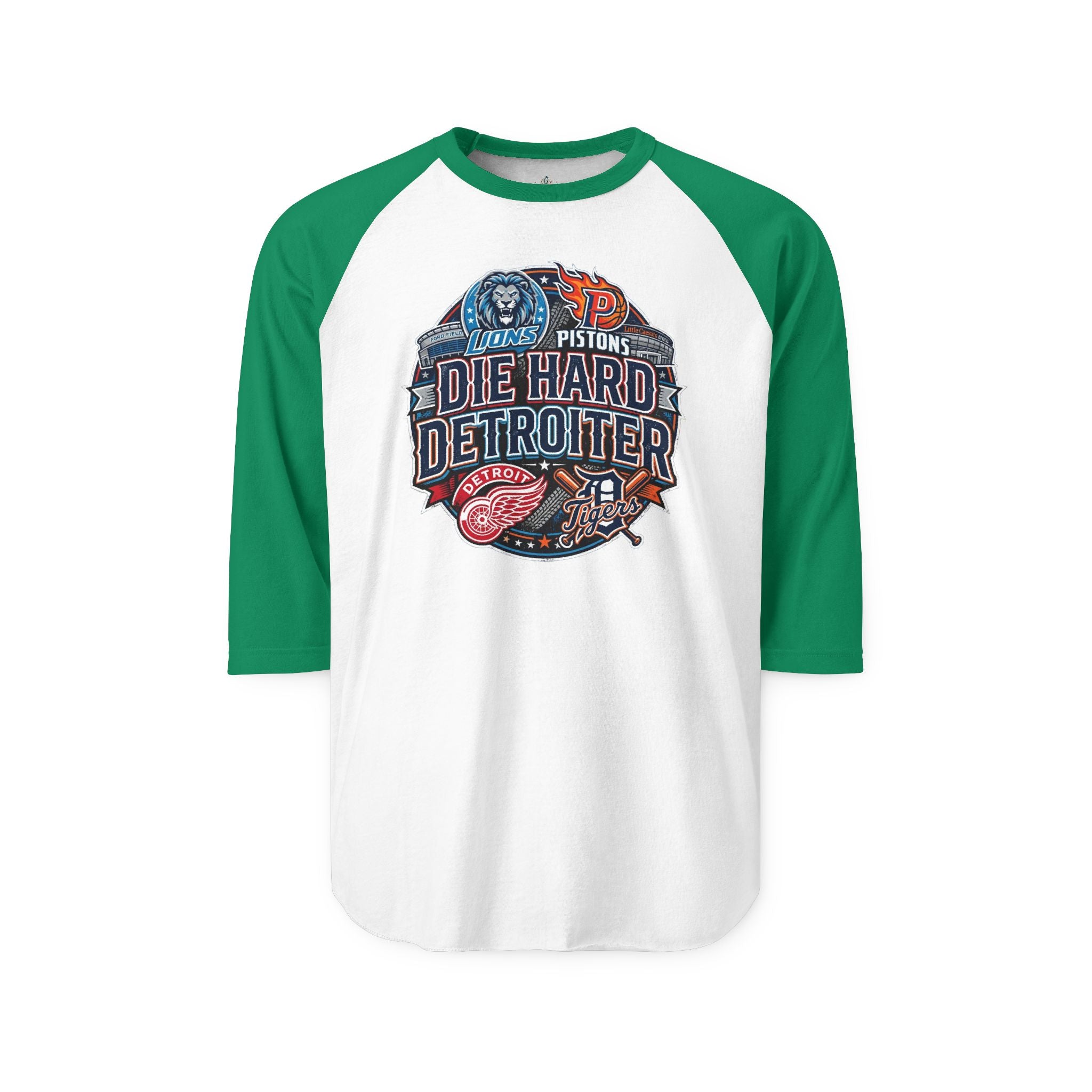 Unisex Three-Quarter Sleeve Raglan Shirt - DIE HARD DETROITER, sports style 1 raglan white