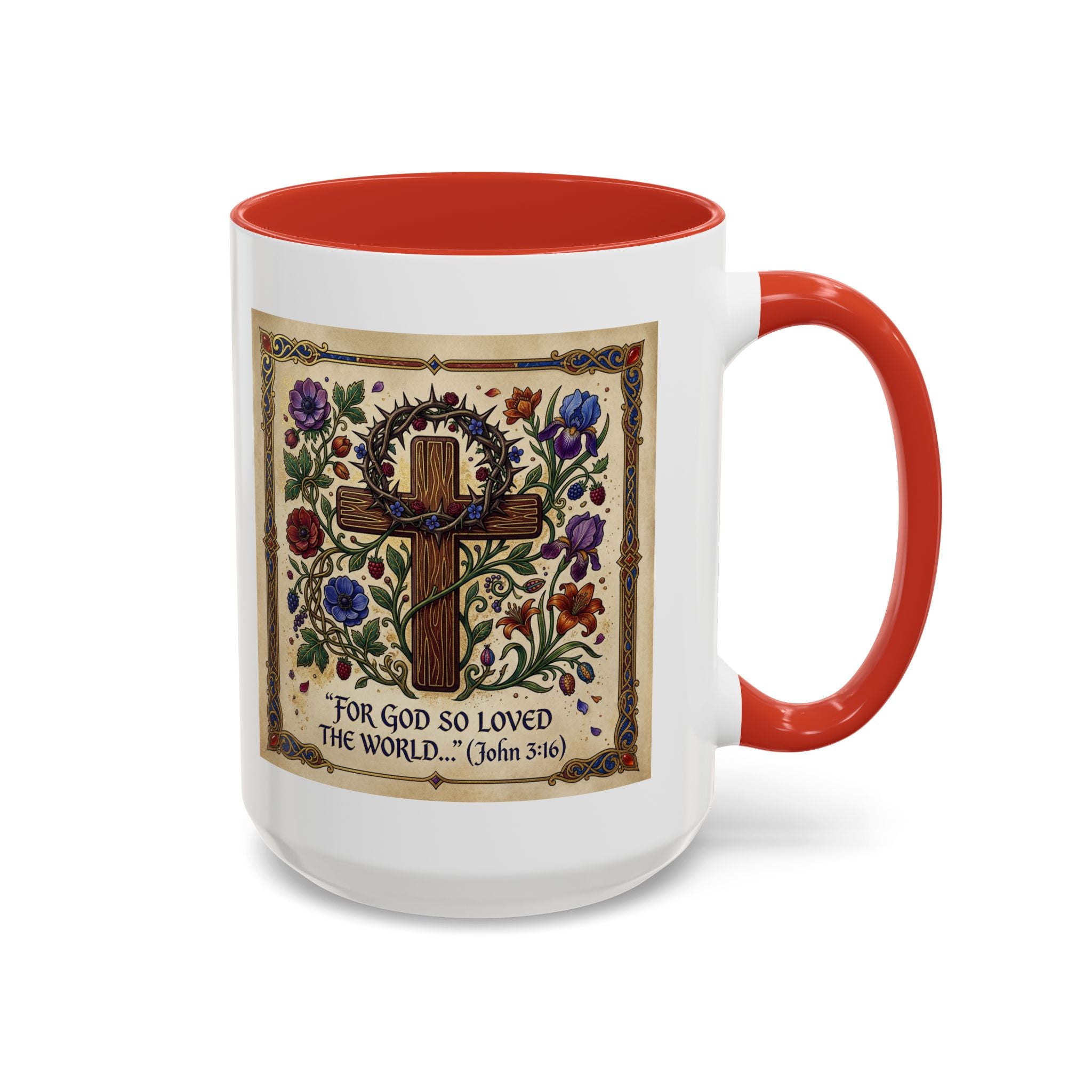 Accent Coffee Mug (11, 15oz) "For God so loved the world" John 3:16