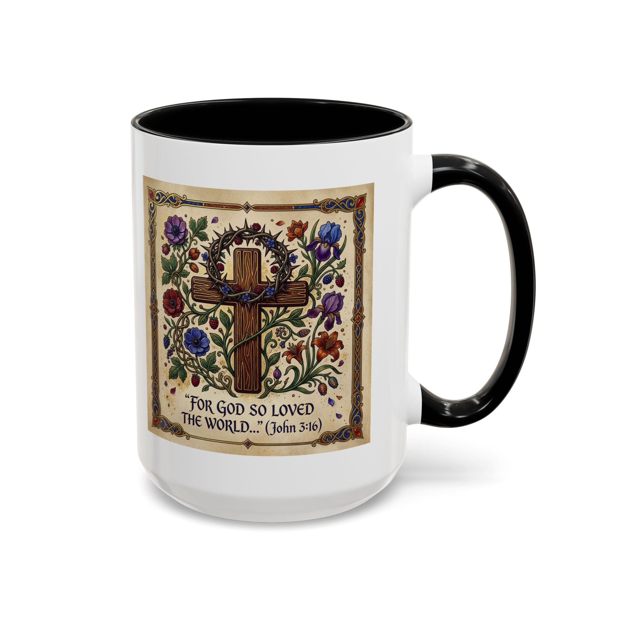 Accent Coffee Mug (11, 15oz) "For God so loved the world" John 3:16