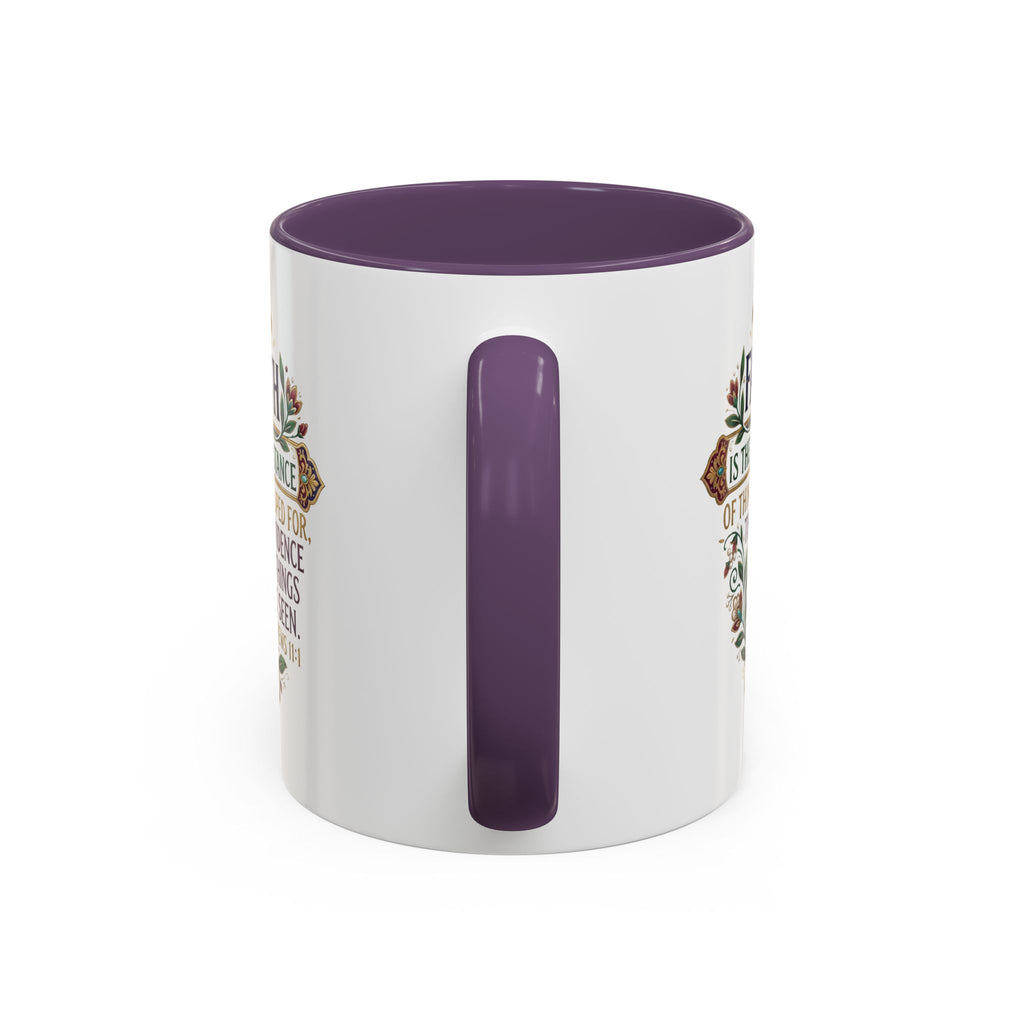 Accent Coffee Mug (11, 15oz) "Faith is the substance" Hebrews 11:1