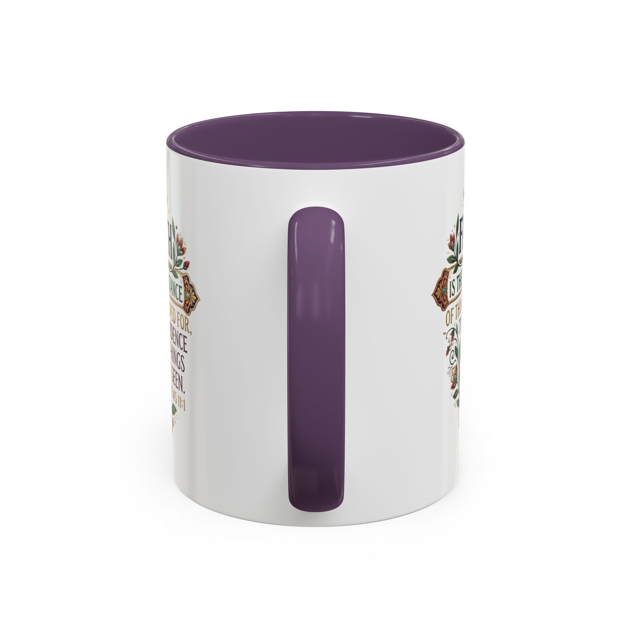 Accent Coffee Mug (11, 15oz) "Faith is the substance" Hebrews 11:1