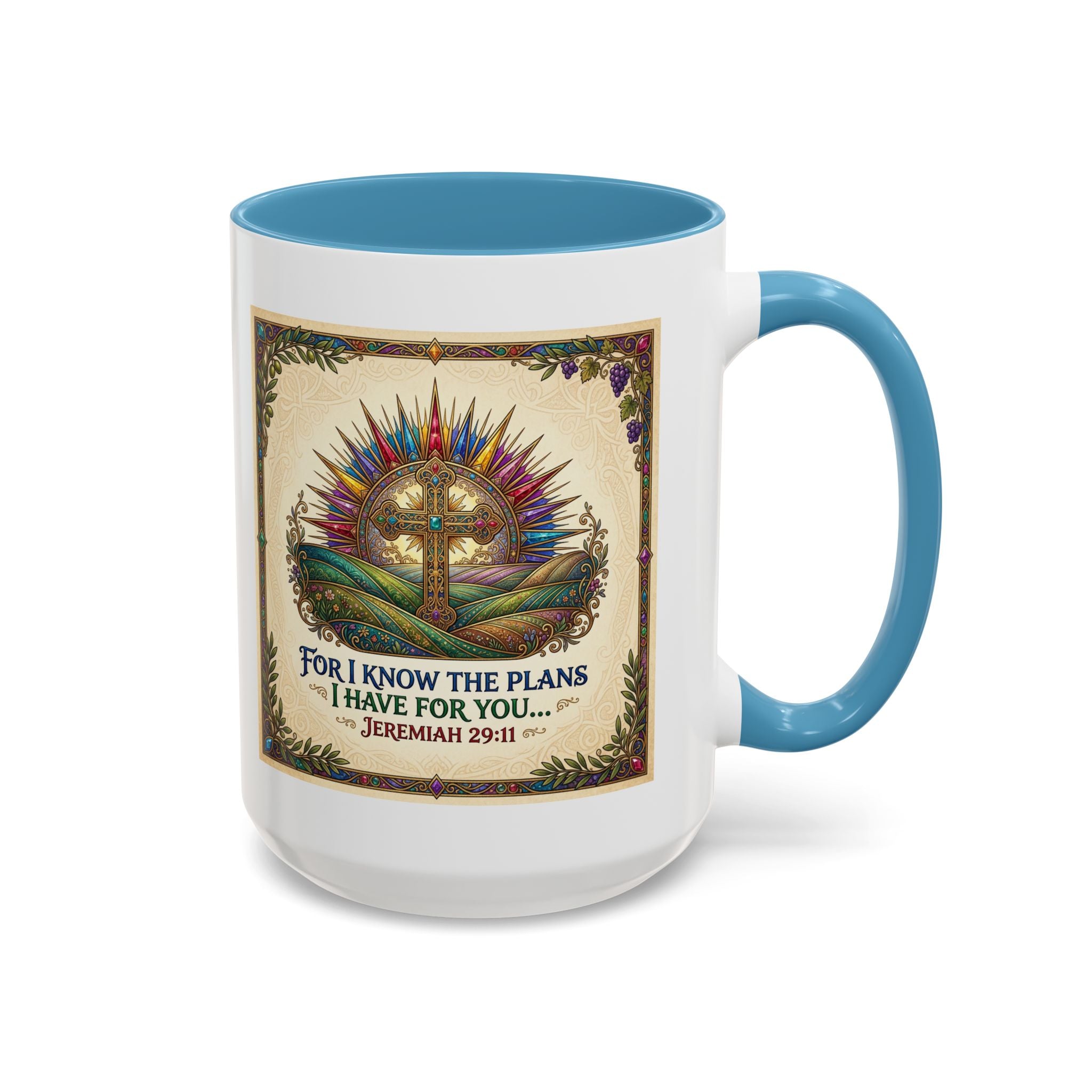 Accent Coffee Mug (11, 15oz) "for I know the plans I have for you" Jeremiah 29:11