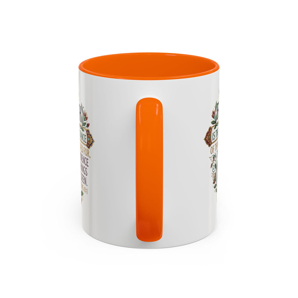 Accent Coffee Mug (11, 15oz) "Faith is the substance" Hebrews 11:1