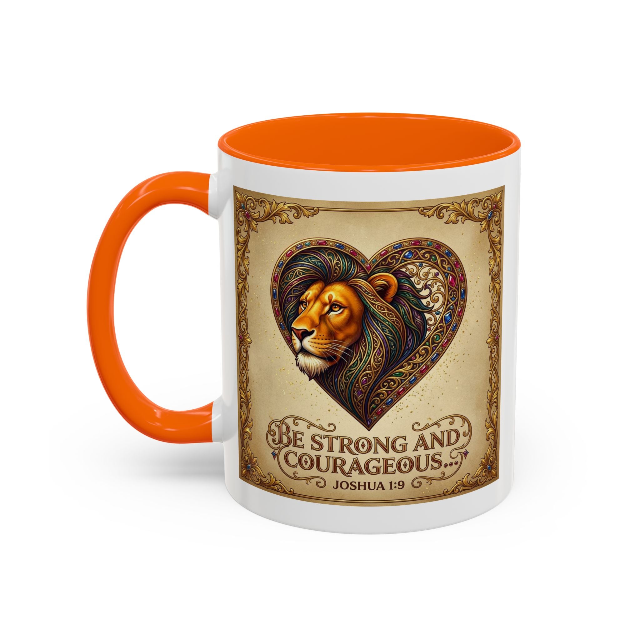 Accent Coffee Mug (11, 15oz) "Be strong and courageous" Joshua 1:9