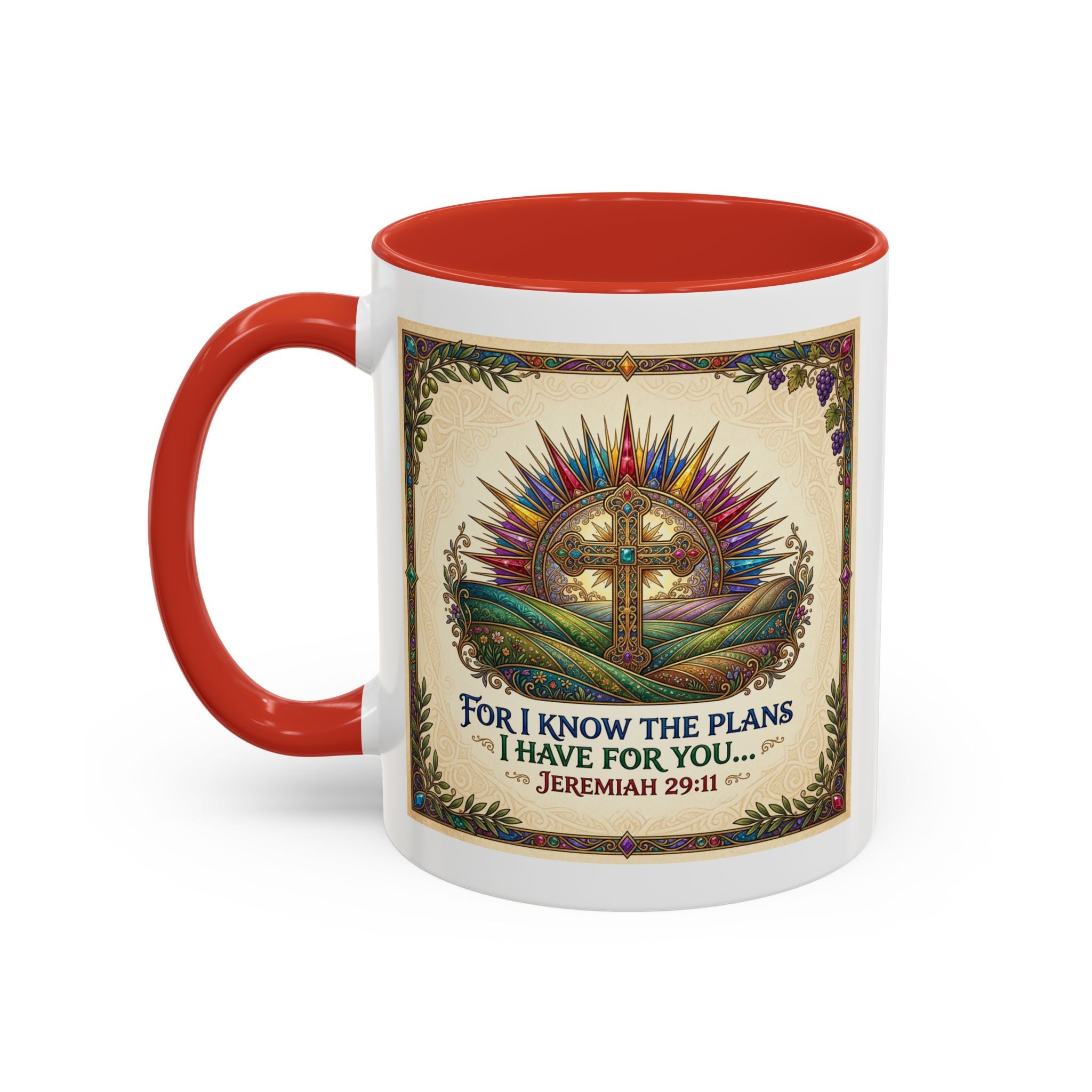 Accent Coffee Mug (11, 15oz) "for I know the plans I have for you" Jeremiah 29:11