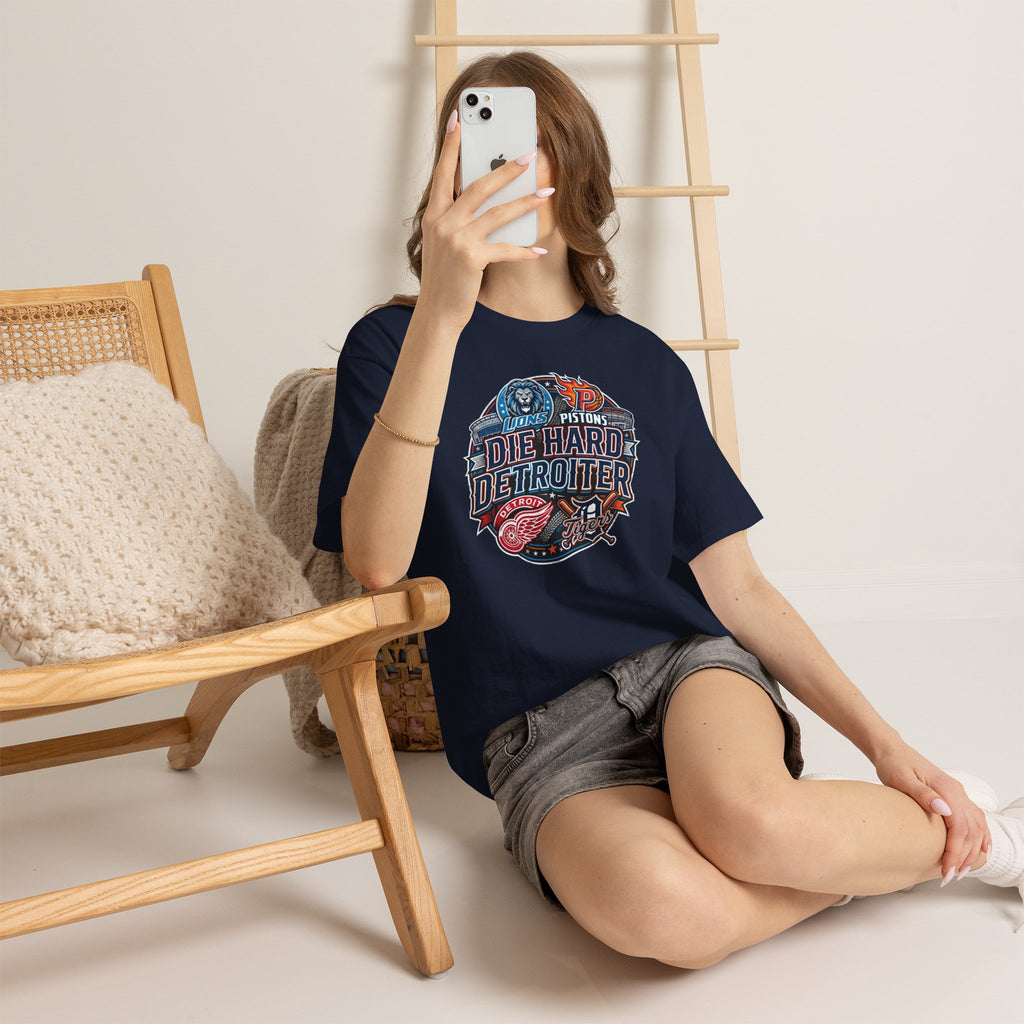 Unisex Heavy Cotton Tee DIE HARD DETROITER, sports style 1