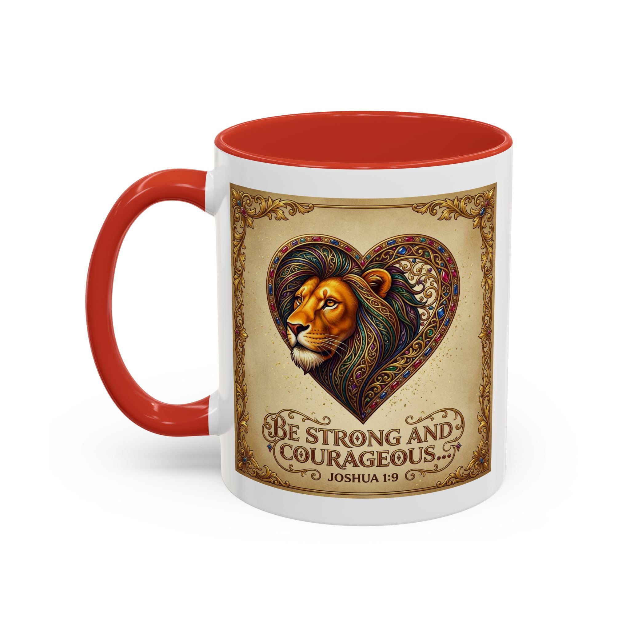 Accent Coffee Mug (11, 15oz) "Be strong and courageous" Joshua 1:9