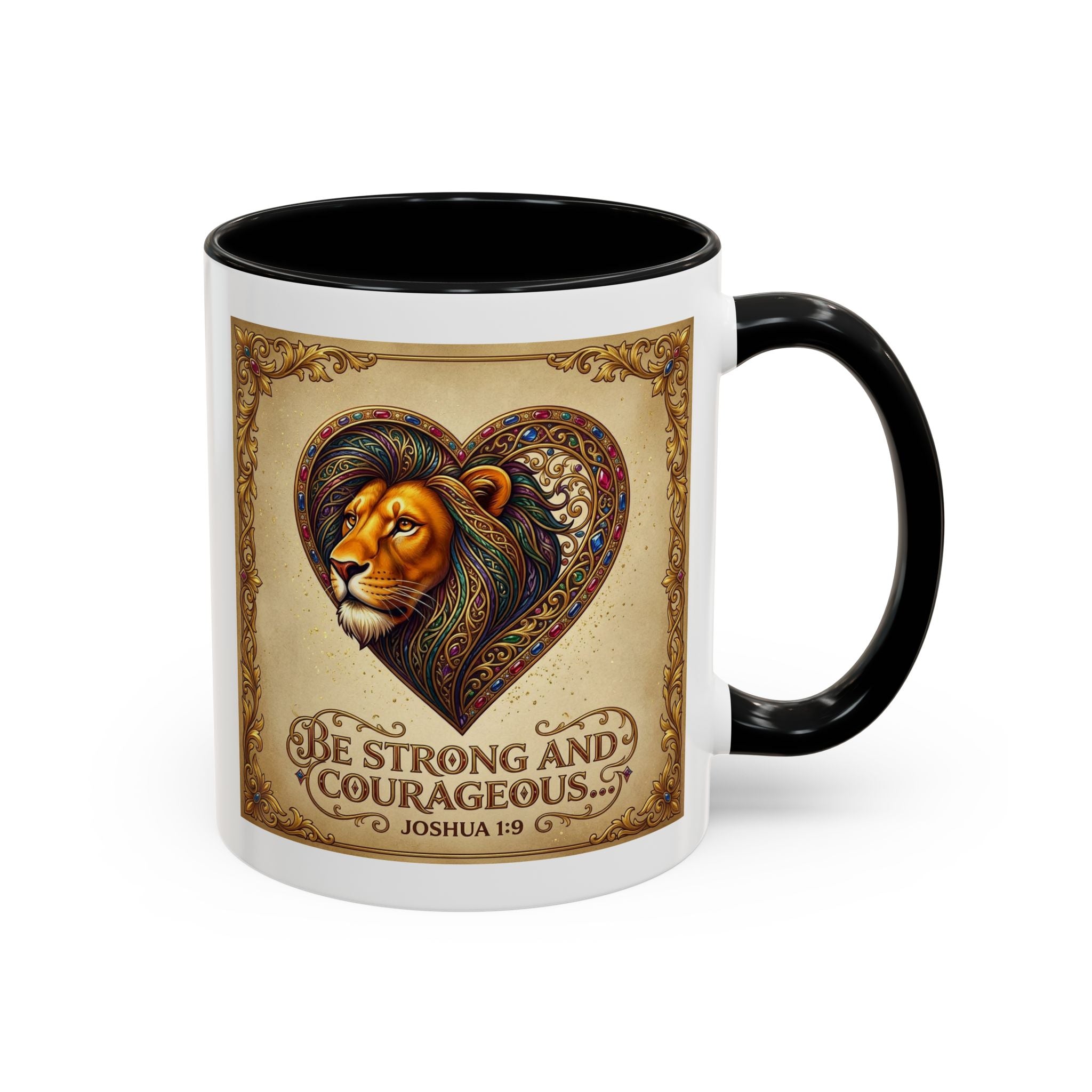 Accent Coffee Mug (11, 15oz) "Be strong and courageous" Joshua 1:9