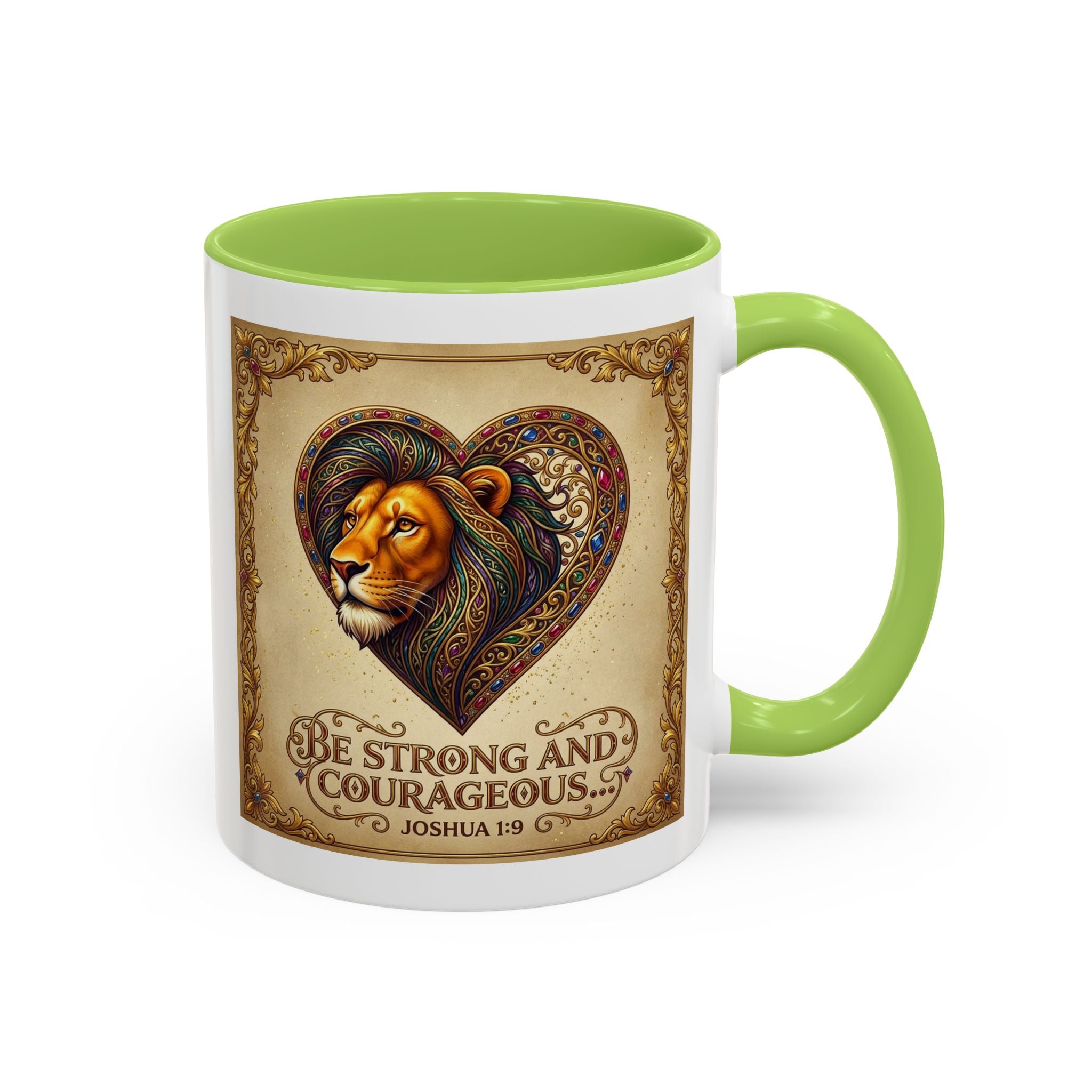 Accent Coffee Mug (11, 15oz) "Be strong and courageous" Joshua 1:9