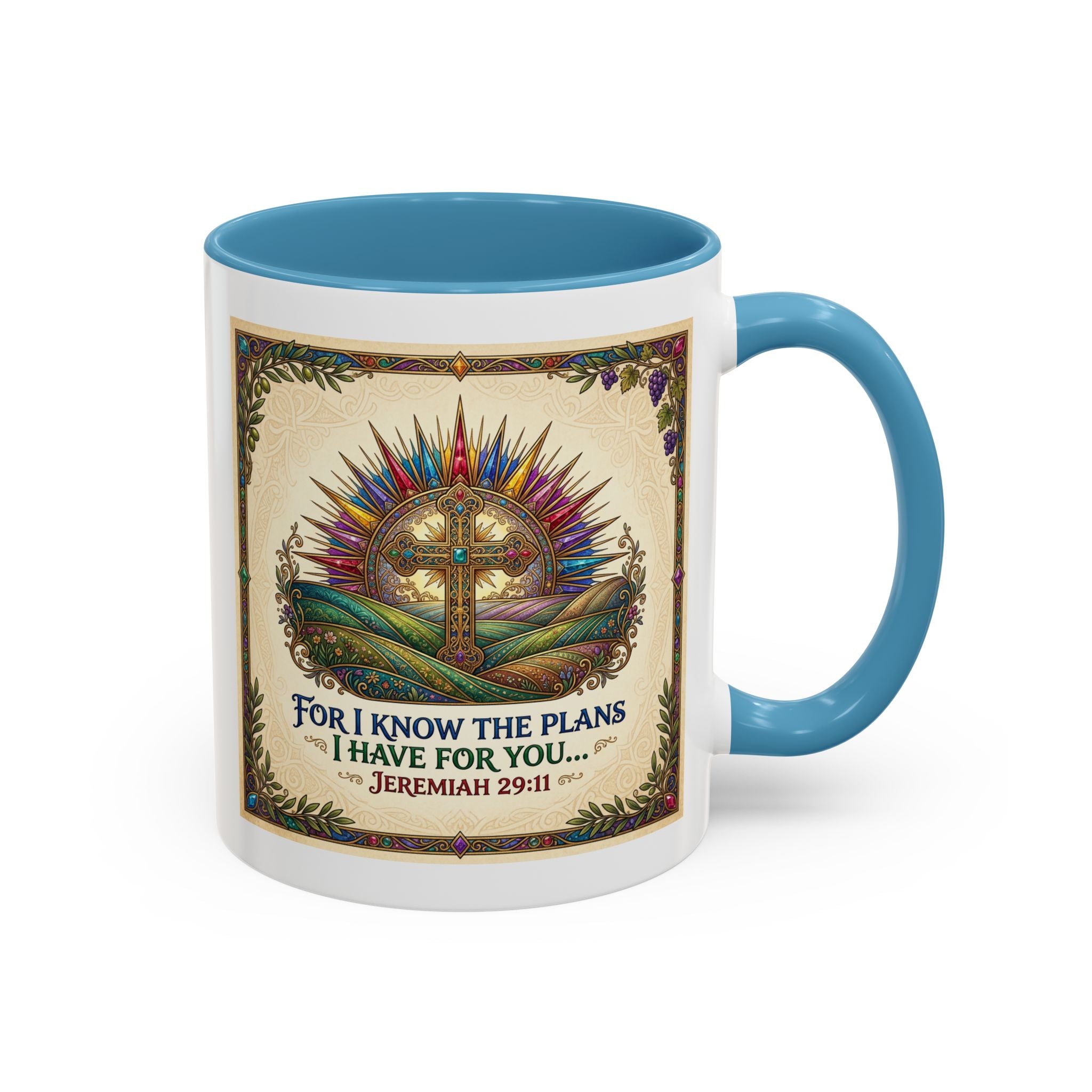 Accent Coffee Mug (11, 15oz) "for I know the plans I have for you" Jeremiah 29:11