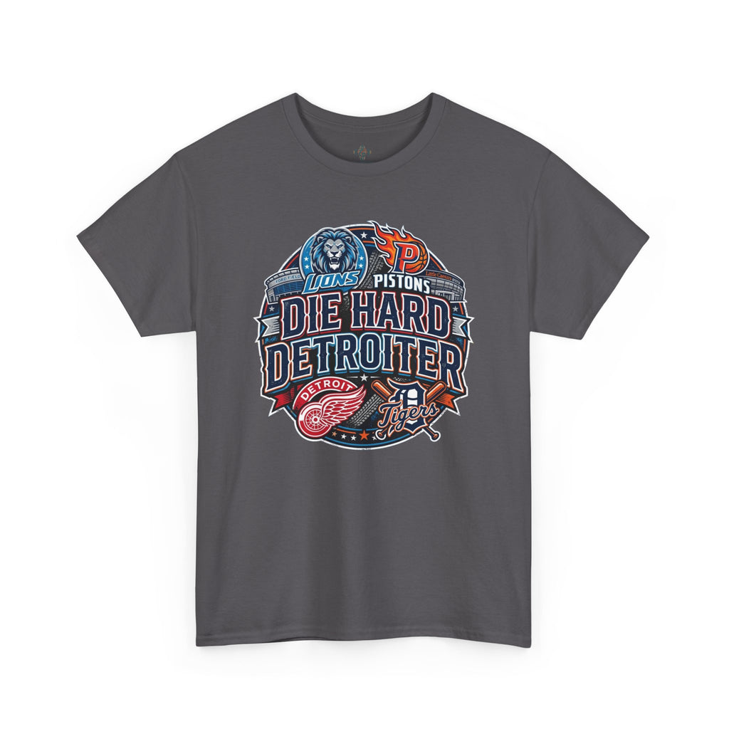 Unisex Heavy Cotton Tee DIE HARD DETROITER, sports style 1