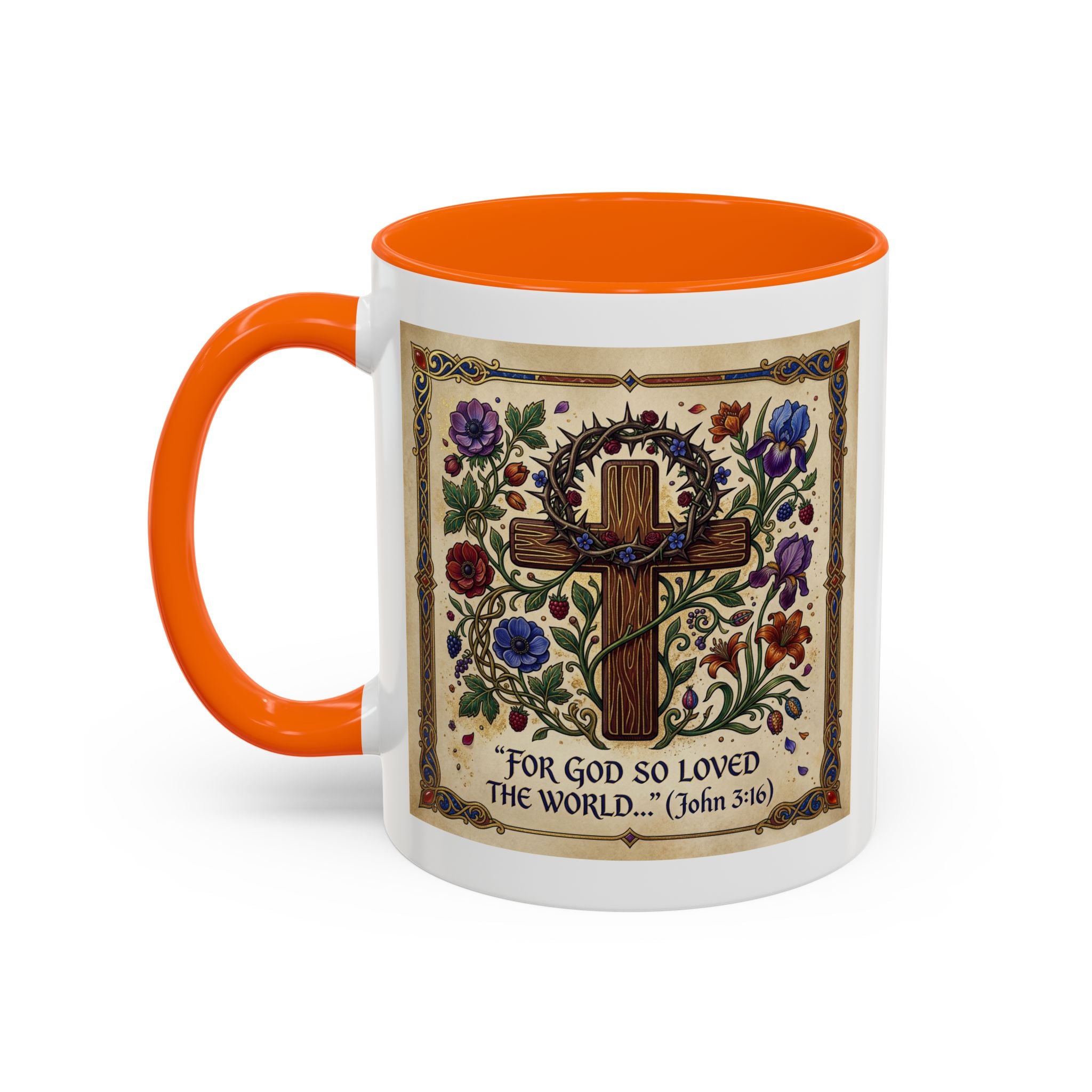 Accent Coffee Mug (11, 15oz) "For God so loved the world" John 3:16