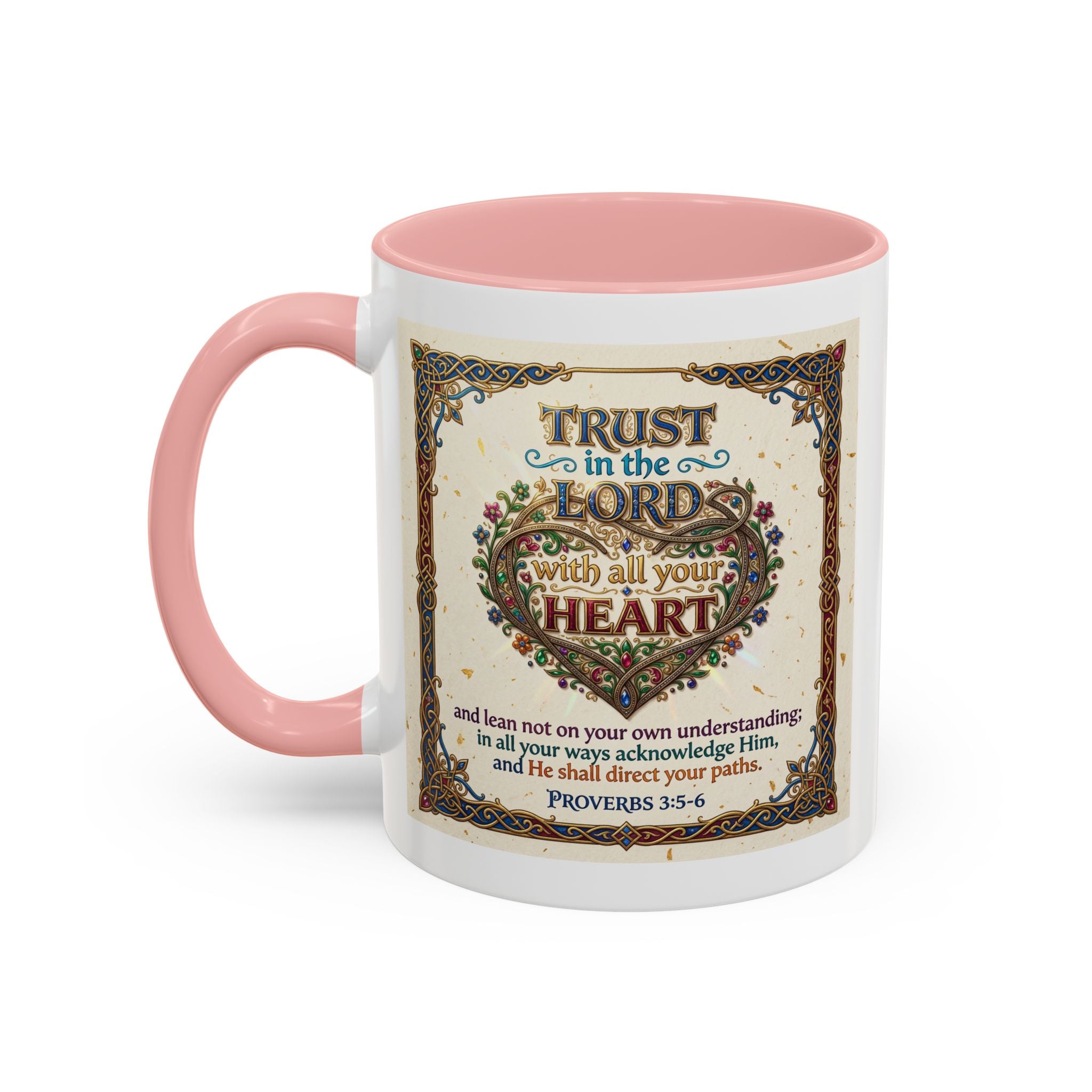 Accent Coffee Mug (11, 15oz) "Trust in the Lord..."  Poverbs 3:5-6
