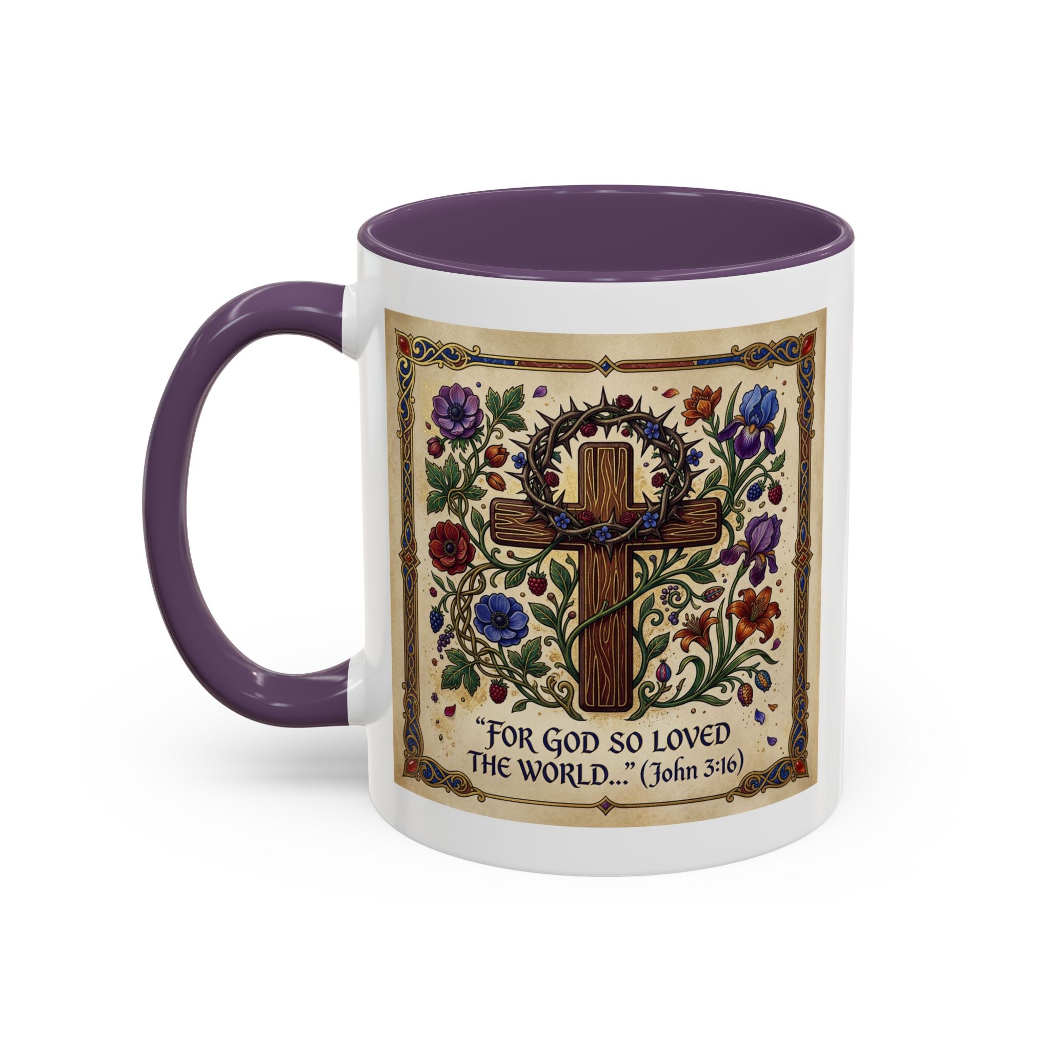 Accent Coffee Mug (11, 15oz) "For God so loved the world" John 3:16