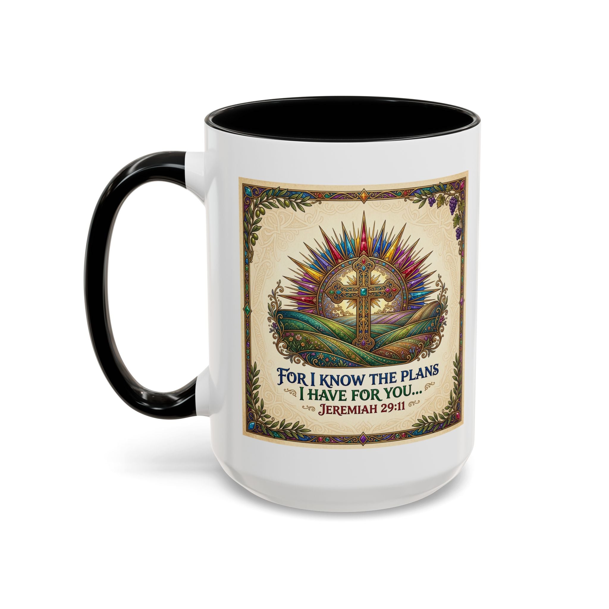 Accent Coffee Mug (11, 15oz) "for I know the plans I have for you" Jeremiah 29:11