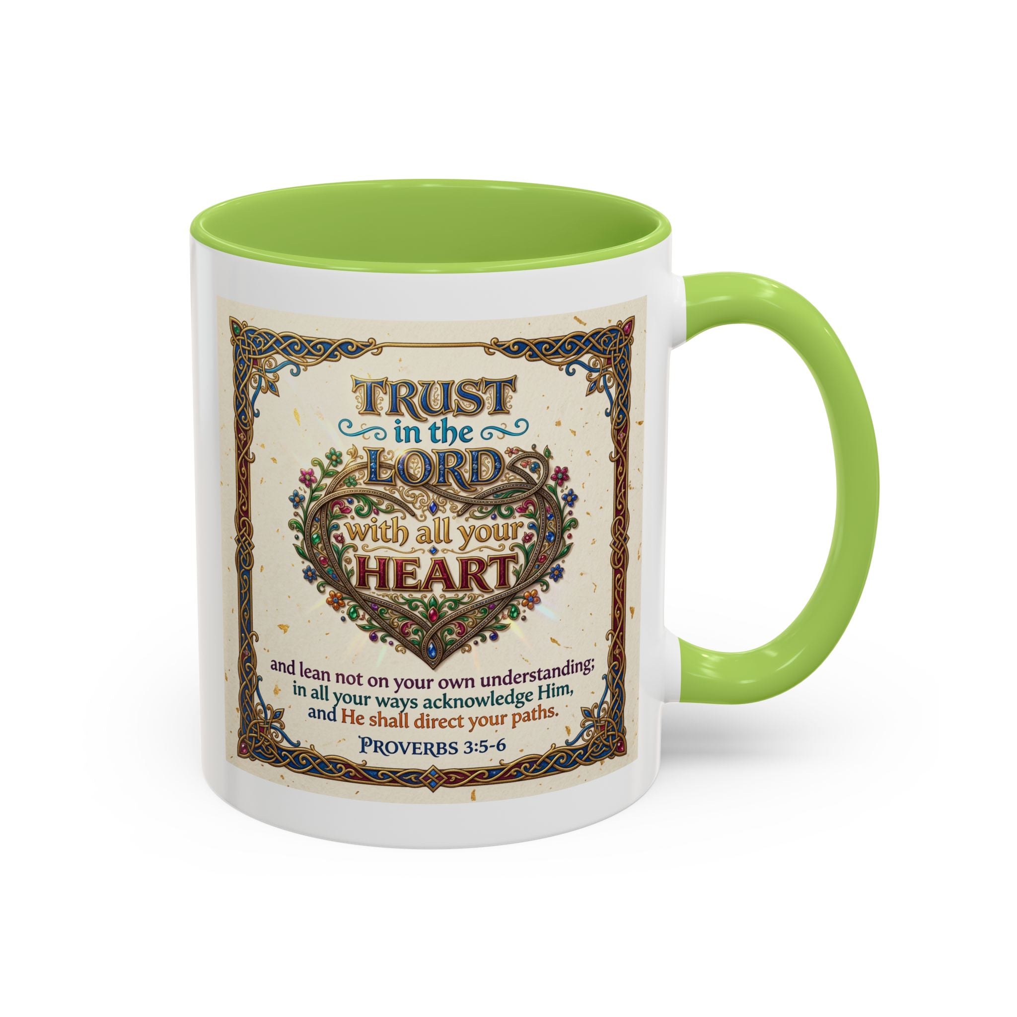 Accent Coffee Mug (11, 15oz) "Trust in the Lord..."  Poverbs 3:5-6