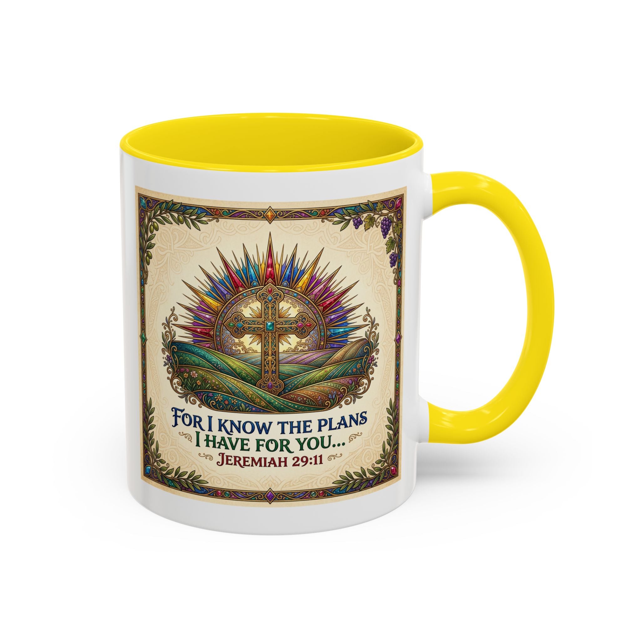 Accent Coffee Mug (11, 15oz) "for I know the plans I have for you" Jeremiah 29:11