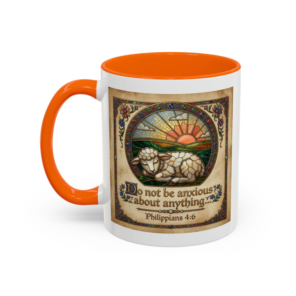 Accent Coffee Mug (11, 15oz) "Be not anxious about anything Phillipians 4:6