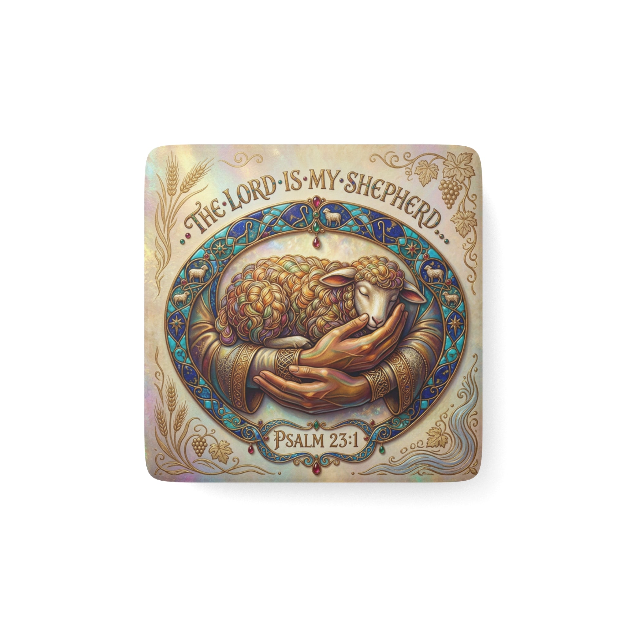 Porcelain Magnet, Square "The Lord is my Shepherd..." Psalms 23:1