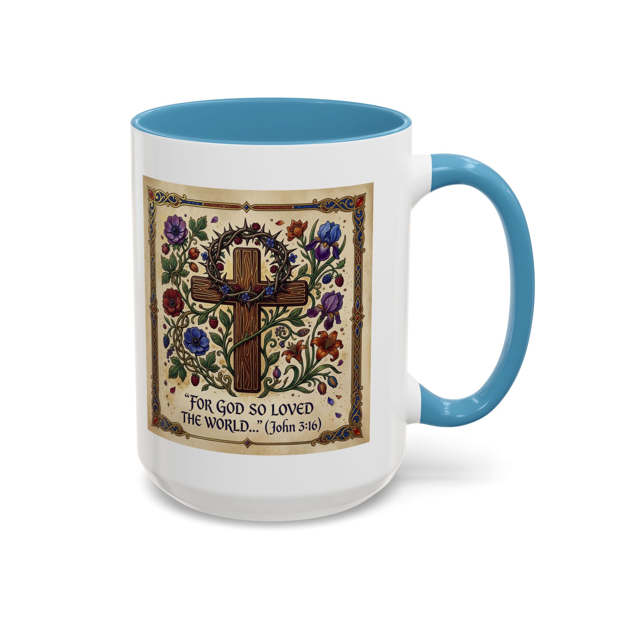 Accent Coffee Mug (11, 15oz) "For God so loved the world" John 3:16