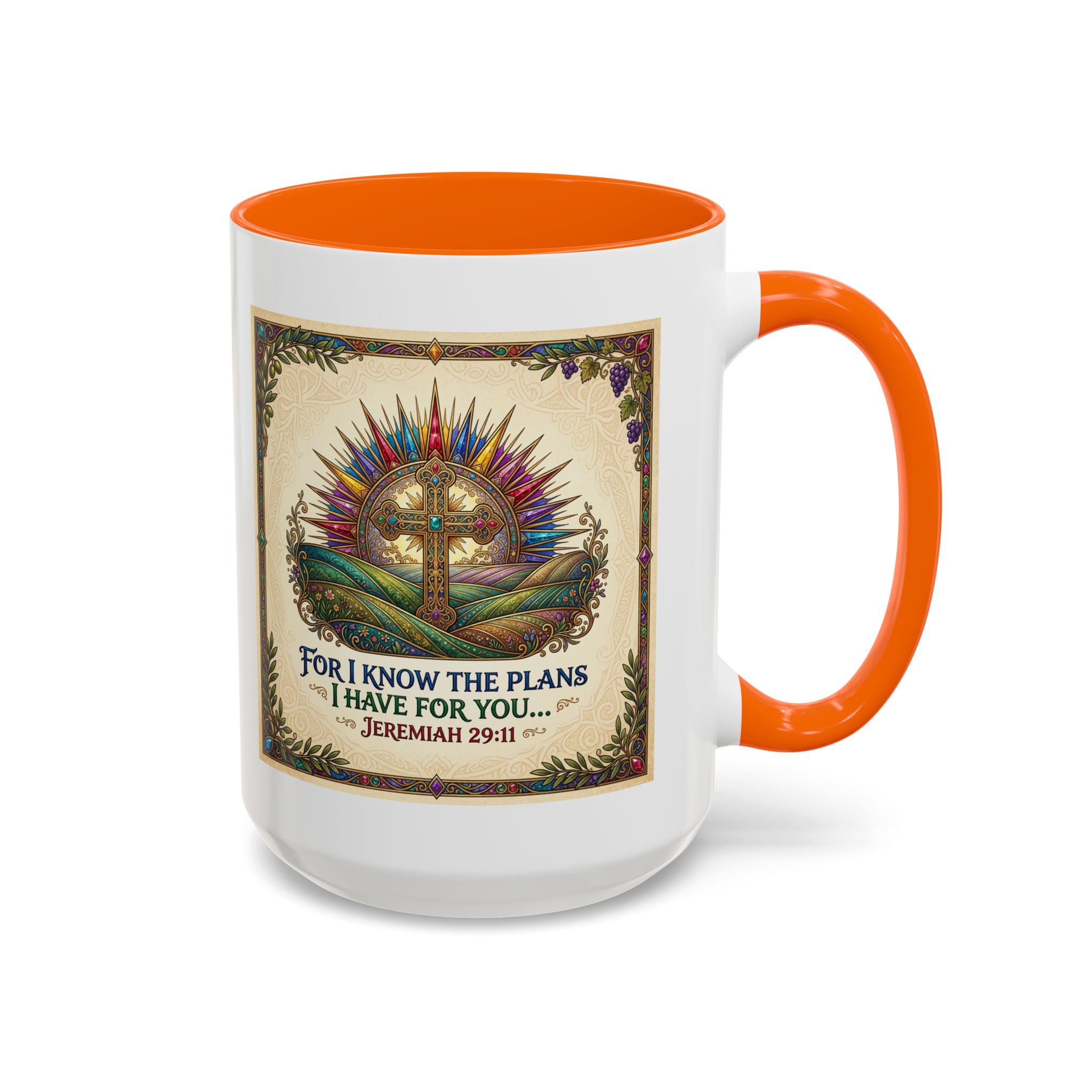 Accent Coffee Mug (11, 15oz) "for I know the plans I have for you" Jeremiah 29:11