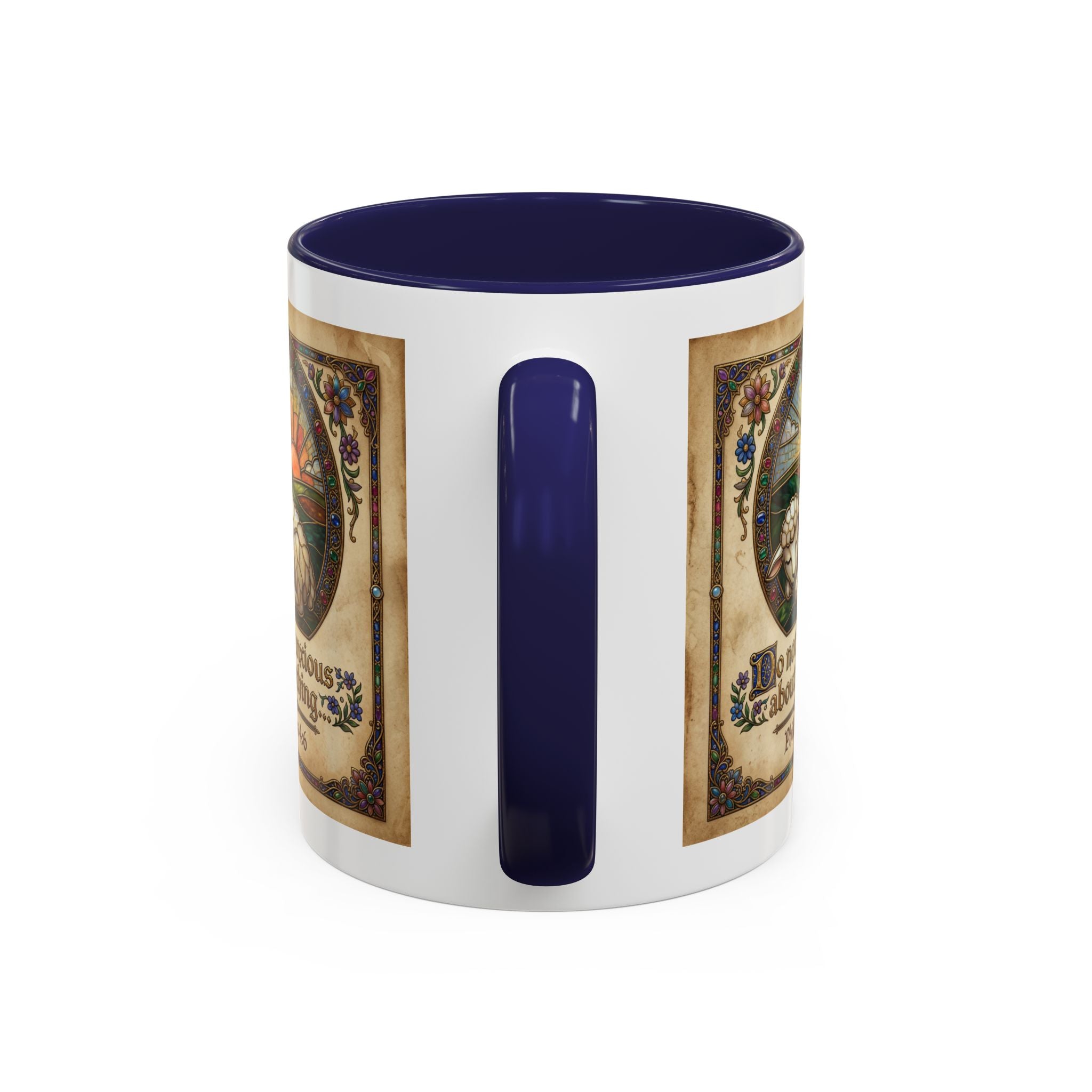 Accent Coffee Mug (11, 15oz) "Be not anxious about anything Phillipians 4:6