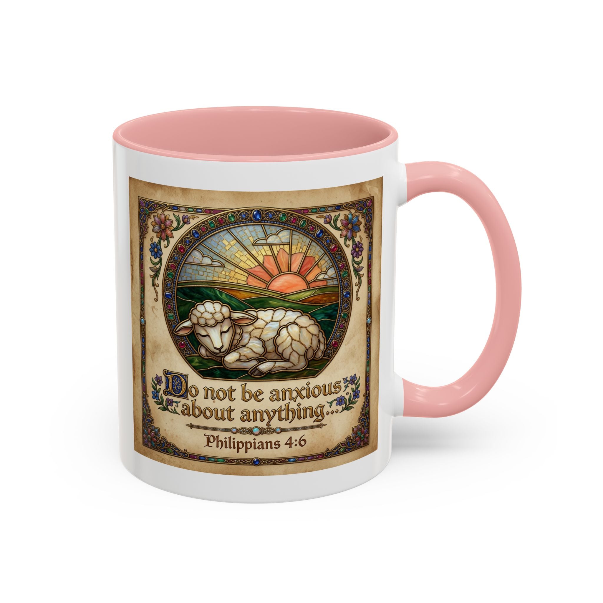 Accent Coffee Mug (11, 15oz) "Be not anxious about anything Phillipians 4:6