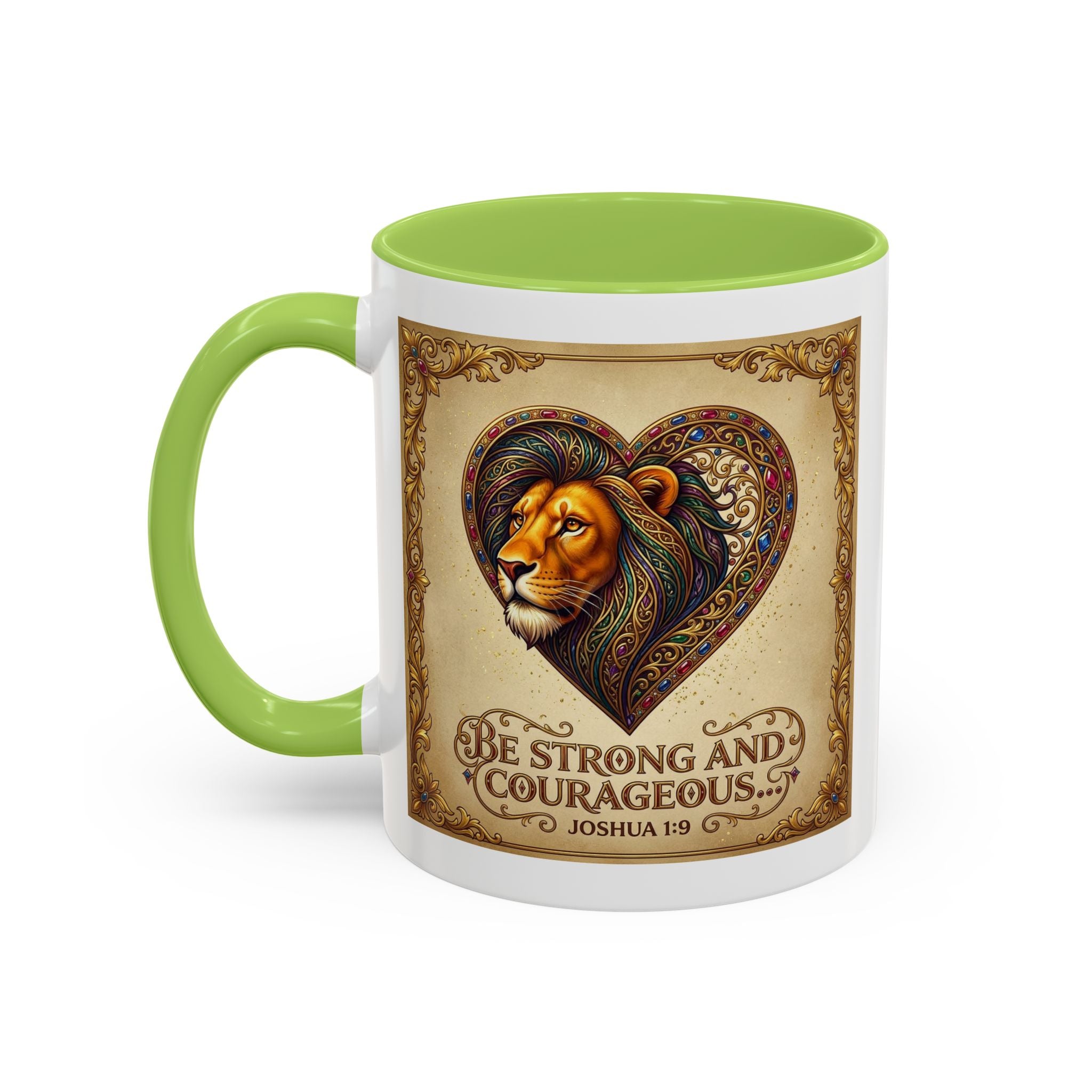 Accent Coffee Mug (11, 15oz) "Be strong and courageous" Joshua 1:9