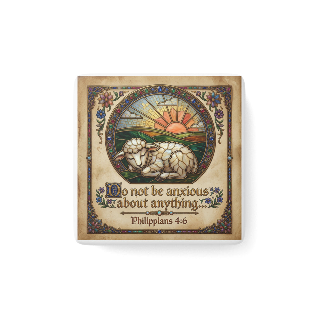 Porcelain Magnet, Square "Do not be anxious about anything..." Phillipians 4:6