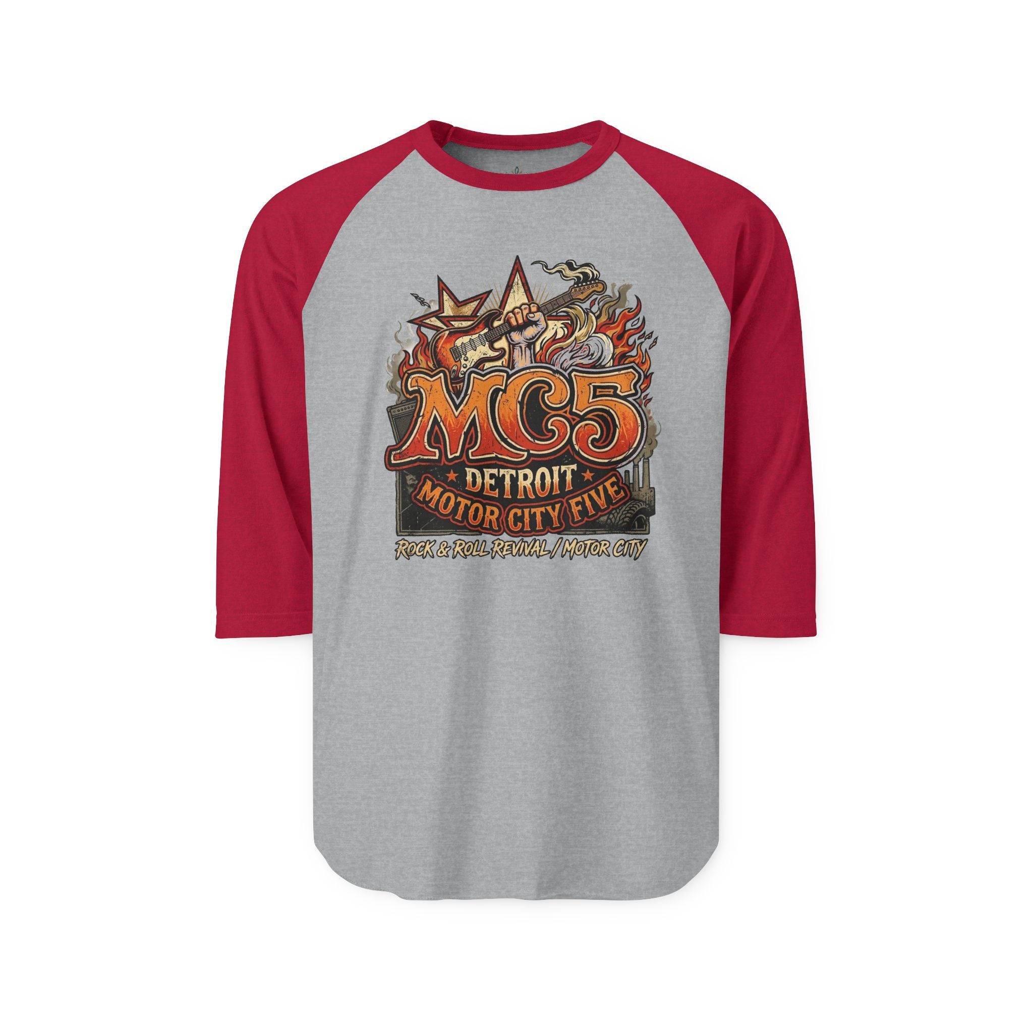 Unisex Three-Quarter Sleeve Raglan Shirt - MC5 Detroit - Rock Revolution