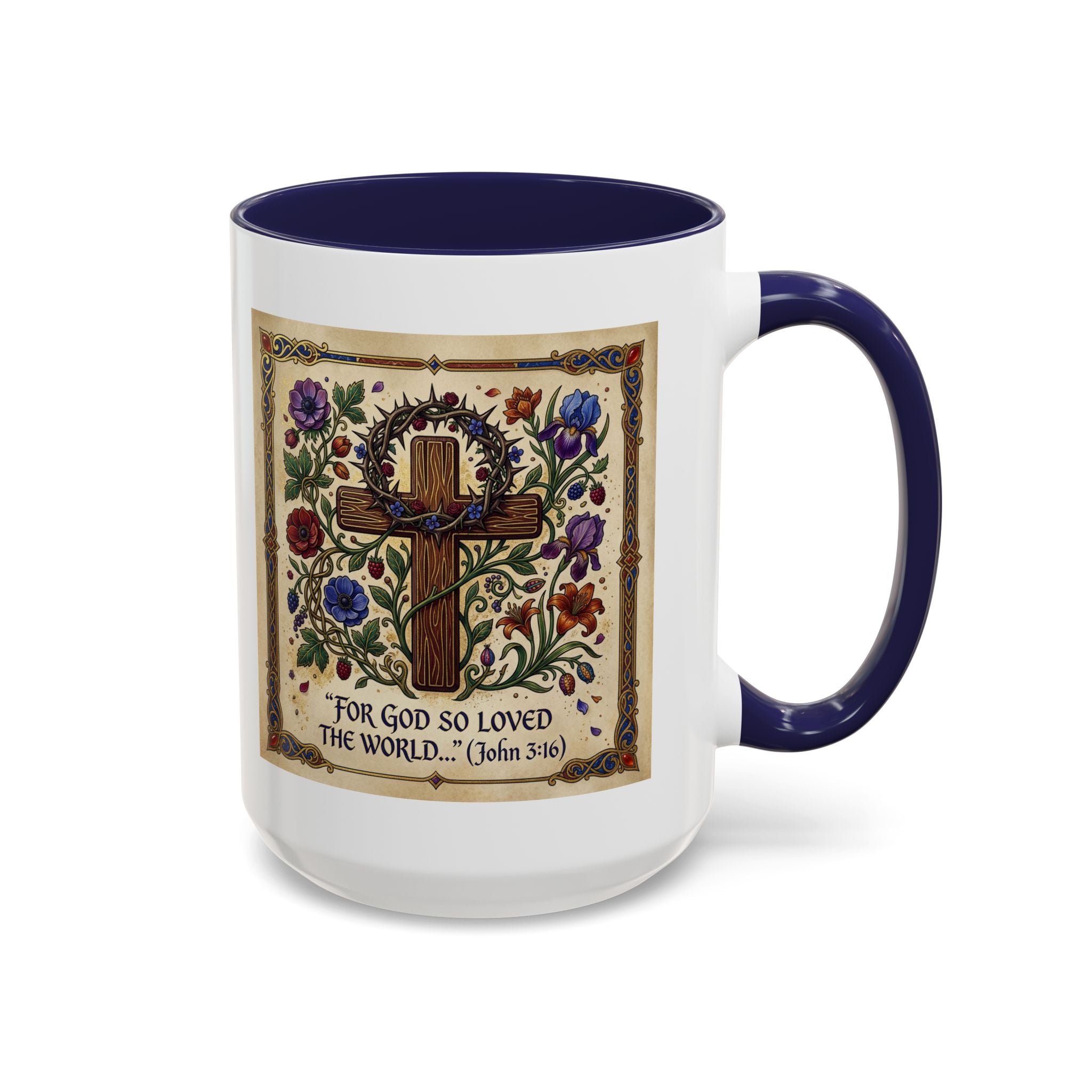 Accent Coffee Mug (11, 15oz) "For God so loved the world" John 3:16