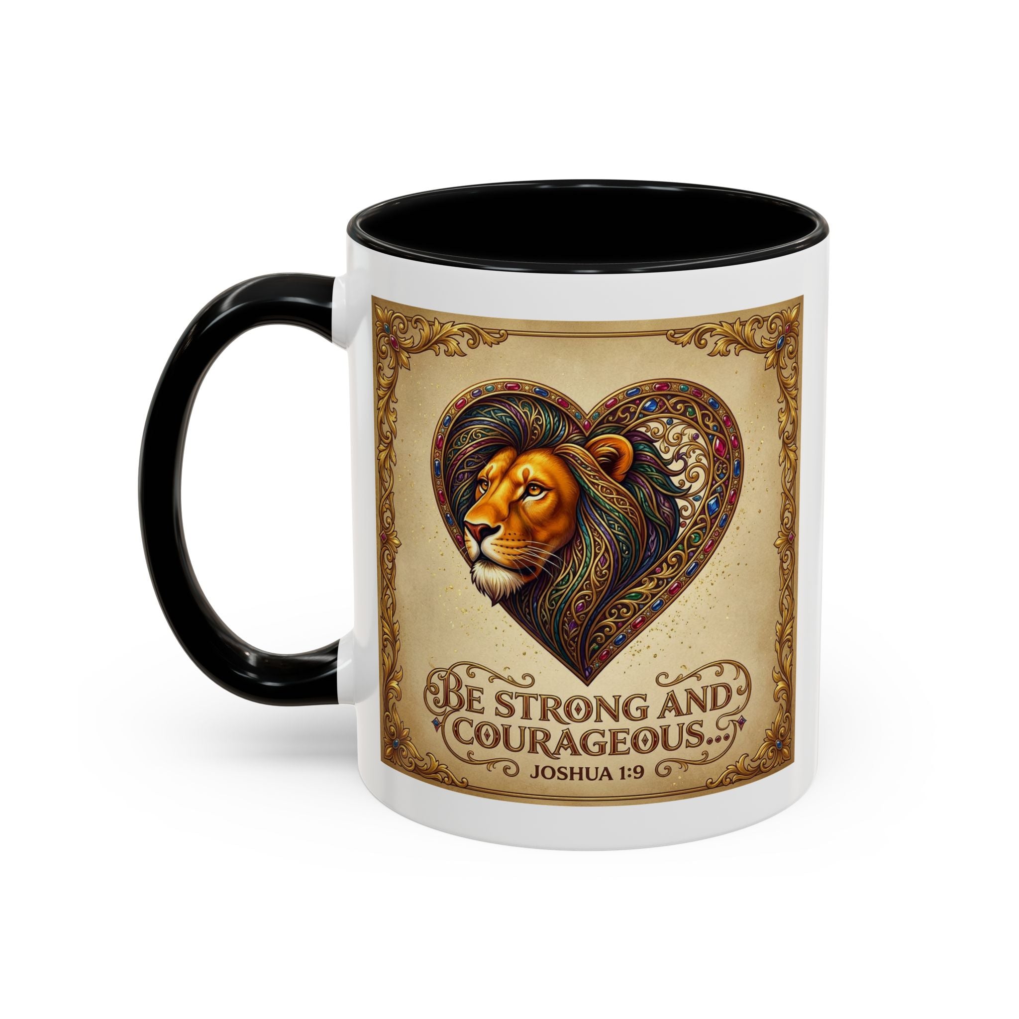 Accent Coffee Mug (11, 15oz) "Be strong and courageous" Joshua 1:9