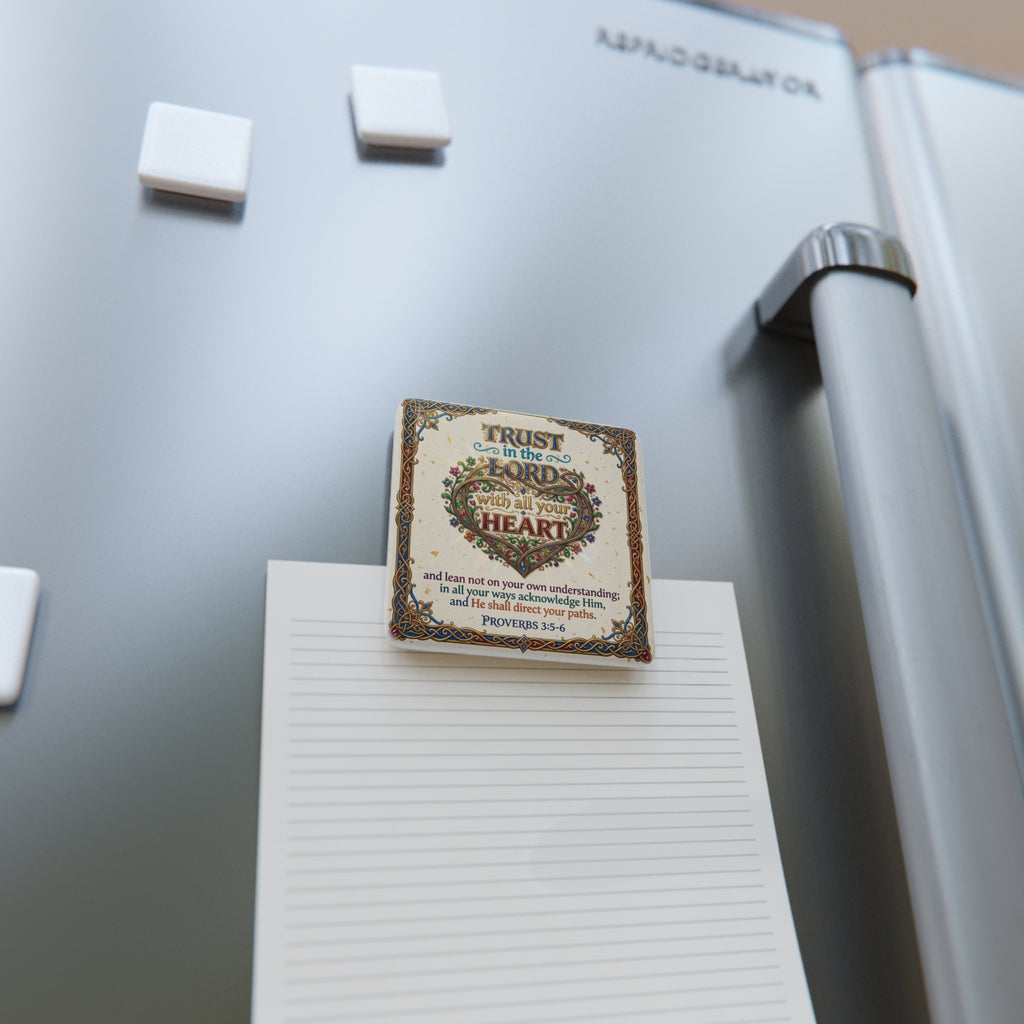 Porcelain Magnet, Square "Trust in the Lord..." Proverbs 3:5-6
