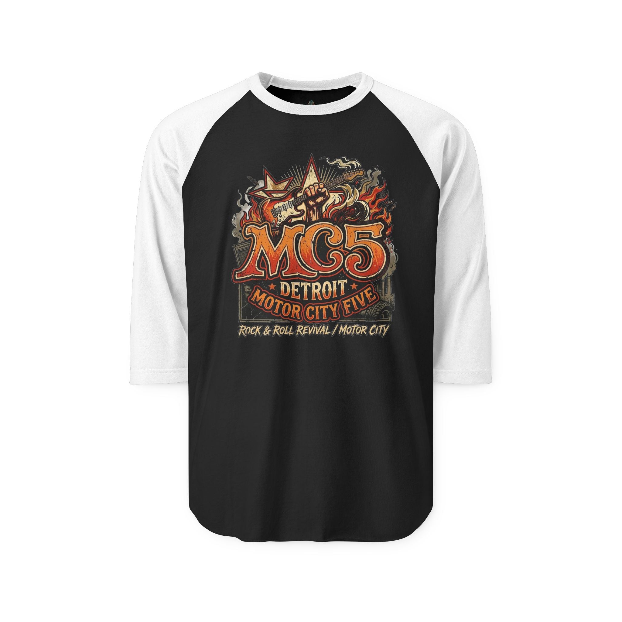 Unisex Three-Quarter Sleeve Raglan Shirt - MC5 Detroit - Rock Revolution