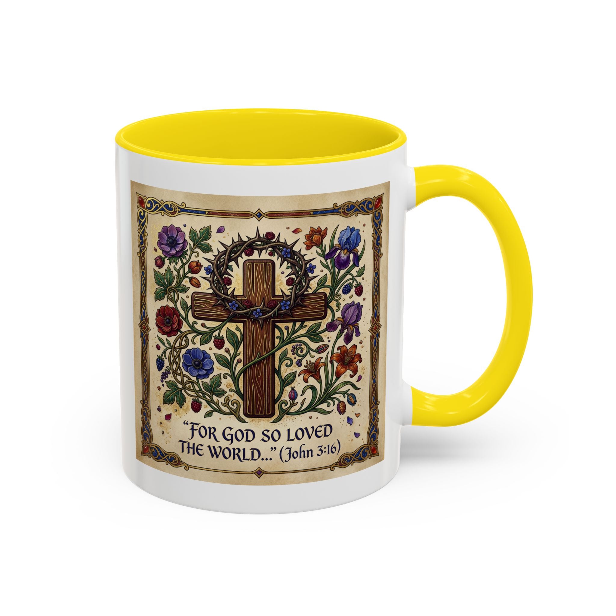 Accent Coffee Mug (11, 15oz) "For God so loved the world" John 3:16