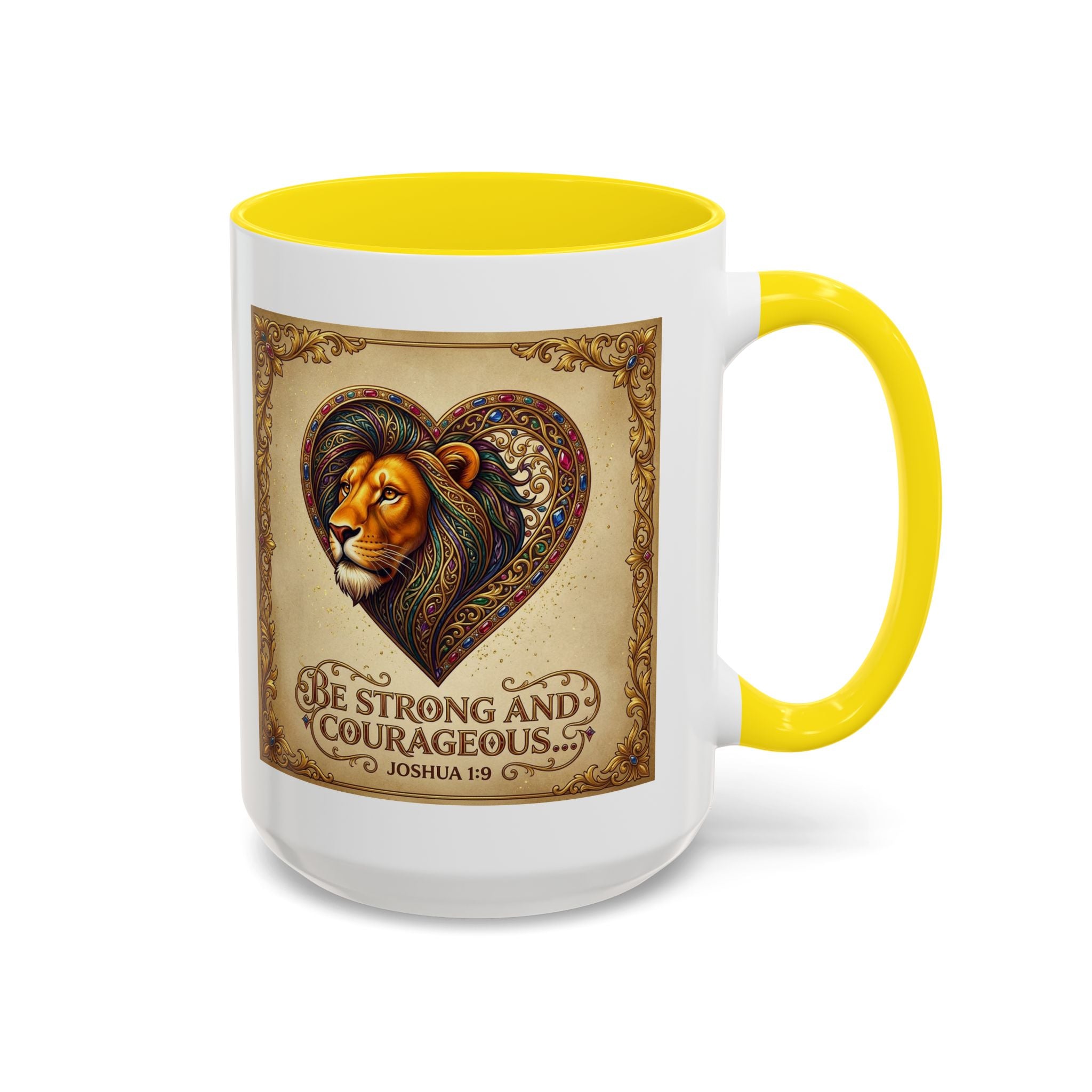 Accent Coffee Mug (11, 15oz) "Be strong and courageous" Joshua 1:9