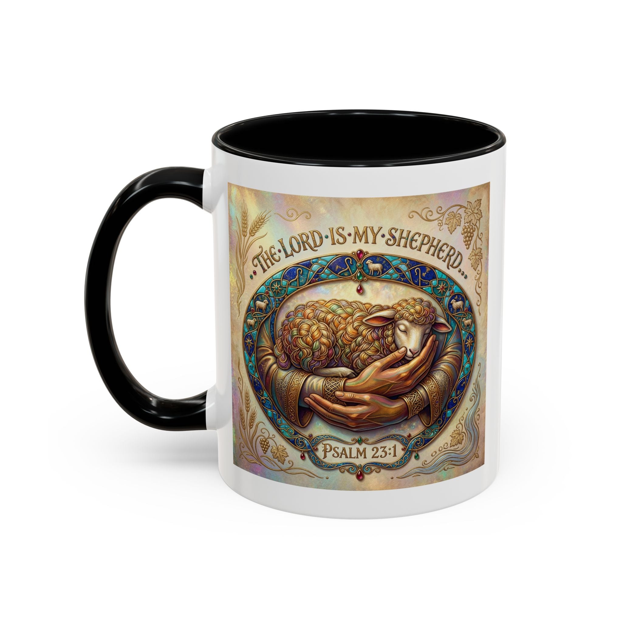 Accent Coffee Mug (11, 15oz) "The Lord is my Shepherd" Psalms 23:1