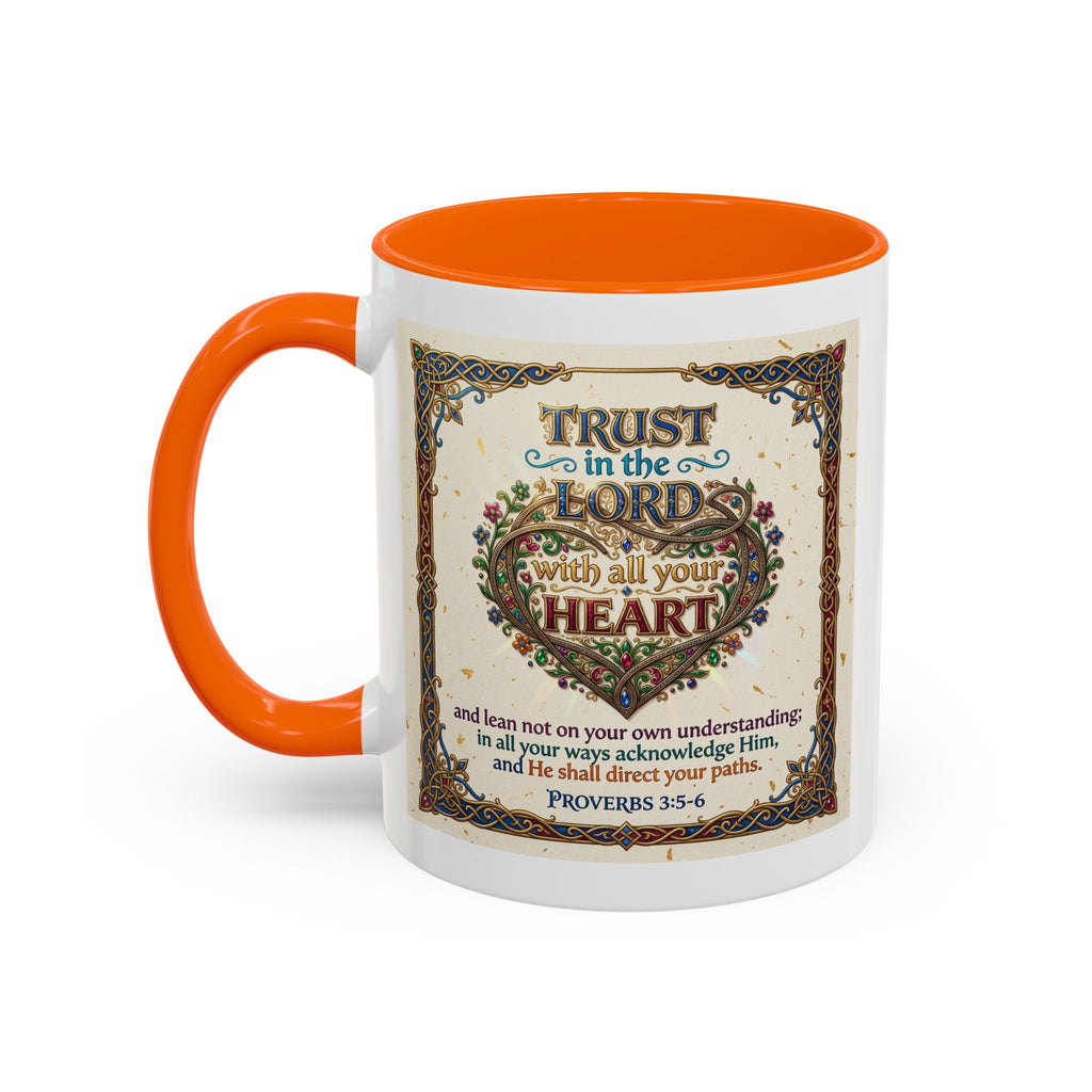 Accent Coffee Mug (11, 15oz) "Trust in the Lord..."  Poverbs 3:5-6