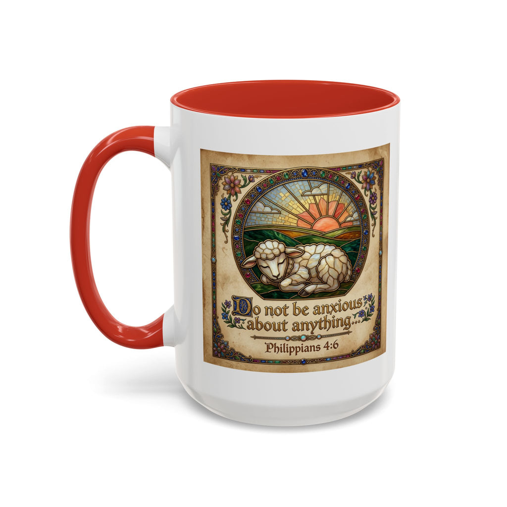 Accent Coffee Mug (11, 15oz) "Be not anxious about anything Phillipians 4:6