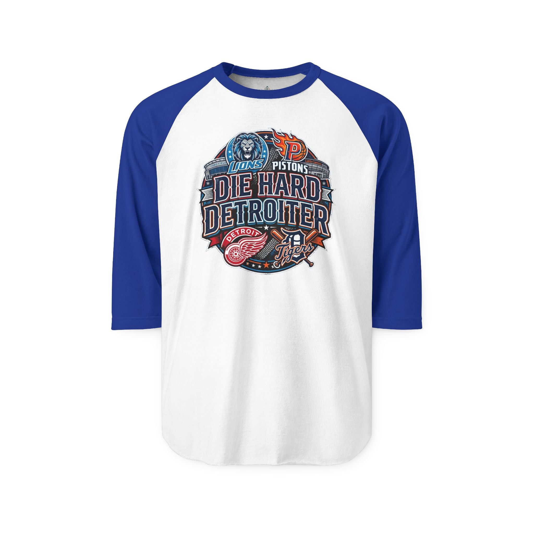 Unisex Three-Quarter Sleeve Raglan Shirt - DIE HARD DETROITER, sports style 1 raglan white