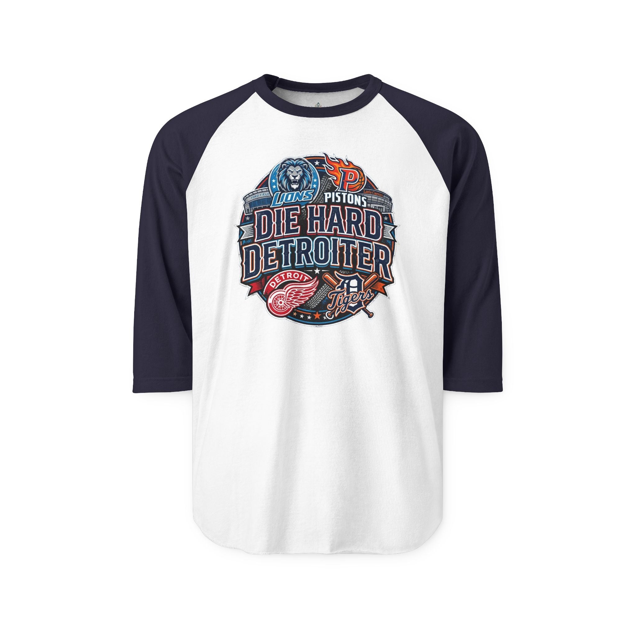 Unisex Three-Quarter Sleeve Raglan Shirt - DIE HARD DETROITER, sports style 1 raglan white