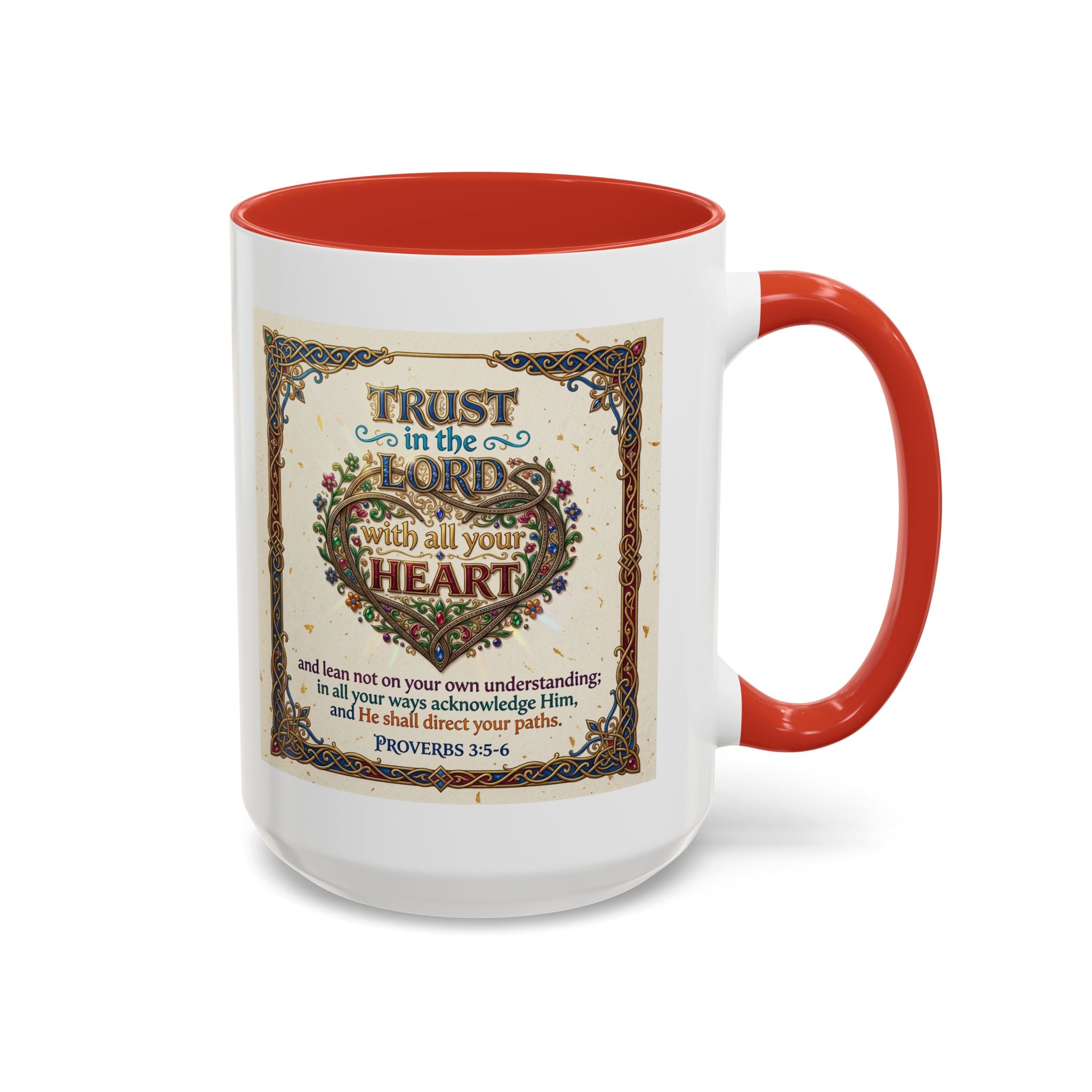 Accent Coffee Mug (11, 15oz) "Trust in the Lord..."  Poverbs 3:5-6
