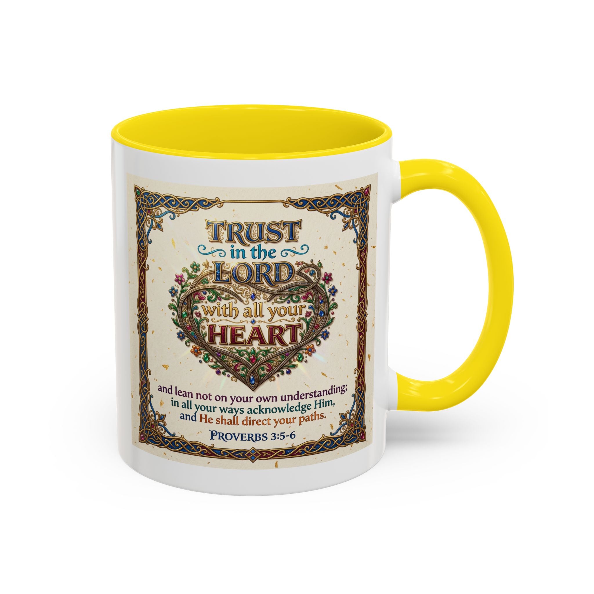 Accent Coffee Mug (11, 15oz) "Trust in the Lord..."  Poverbs 3:5-6
