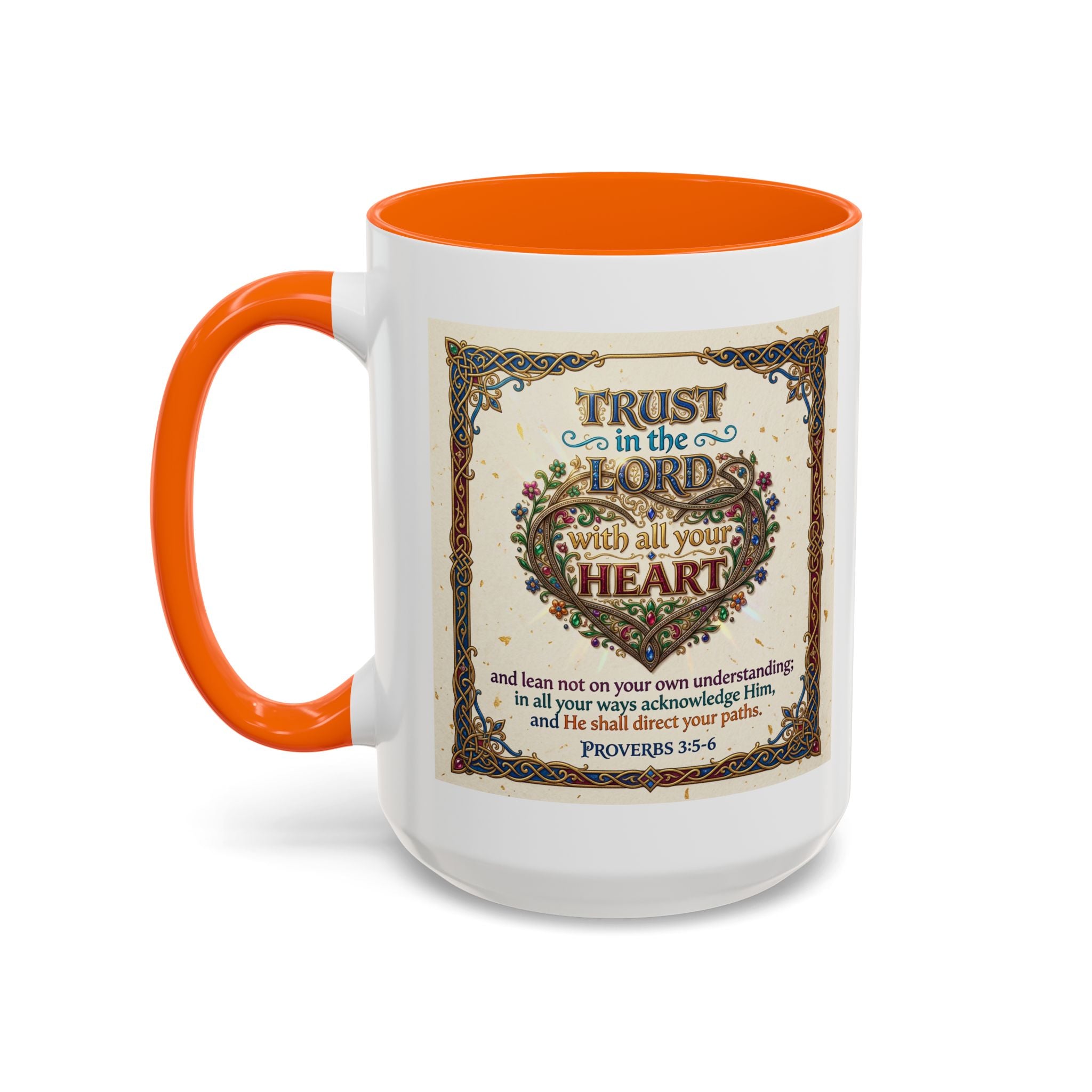 Accent Coffee Mug (11, 15oz) "Trust in the Lord..."  Poverbs 3:5-6